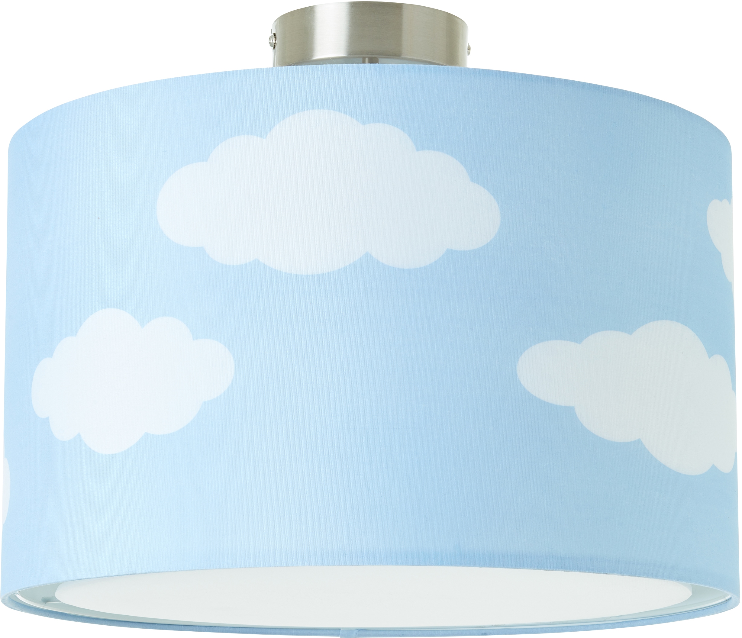 Lüttenhütt Deckenleuchte Wulkje, E27, Deckenlampe mit Wolken - Stoffschirm Ø 40 cm, blau / weiß, Höhe 32 cm