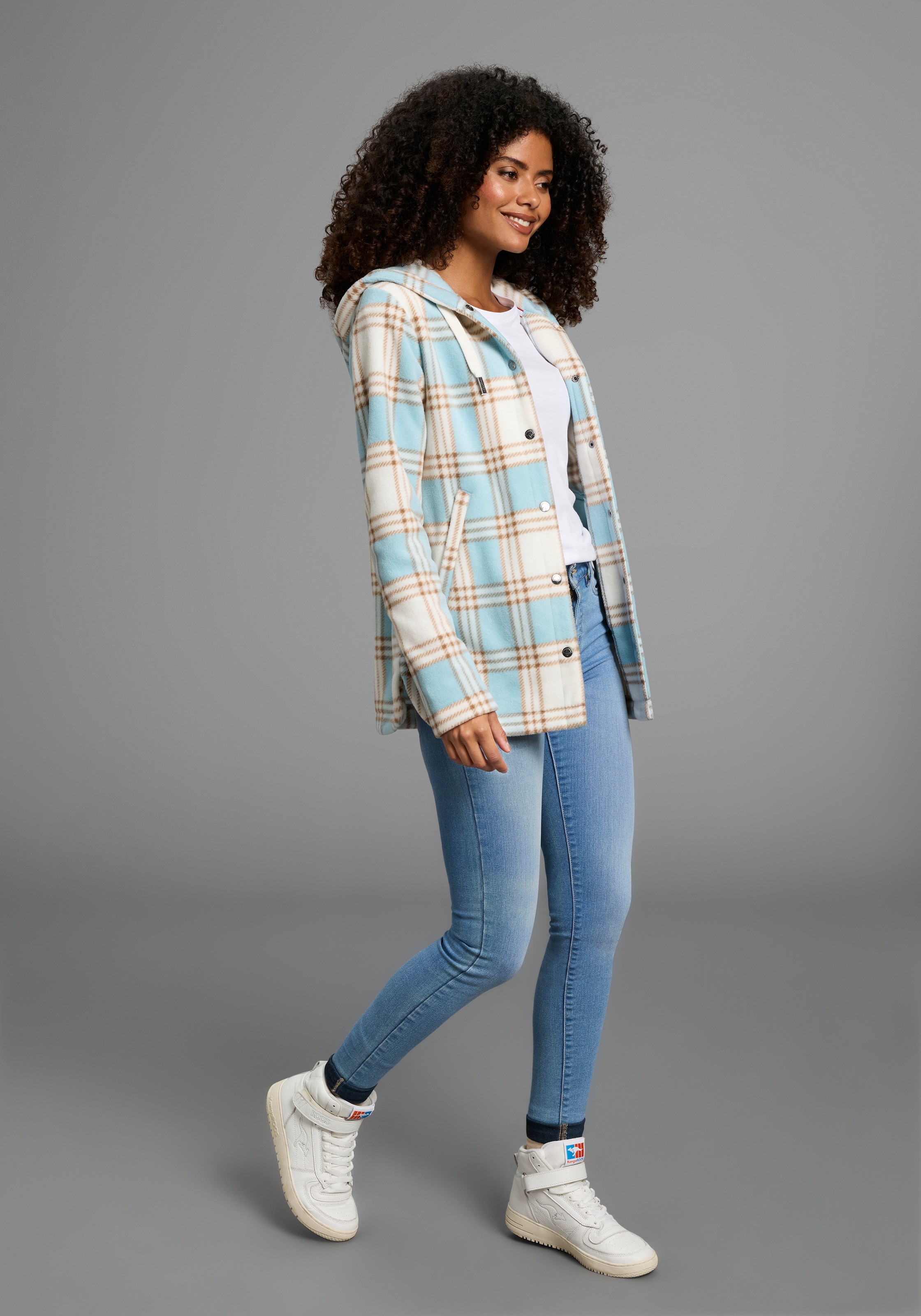 KangaROOS Fleecejacke, mit Kapuze, weite Passform