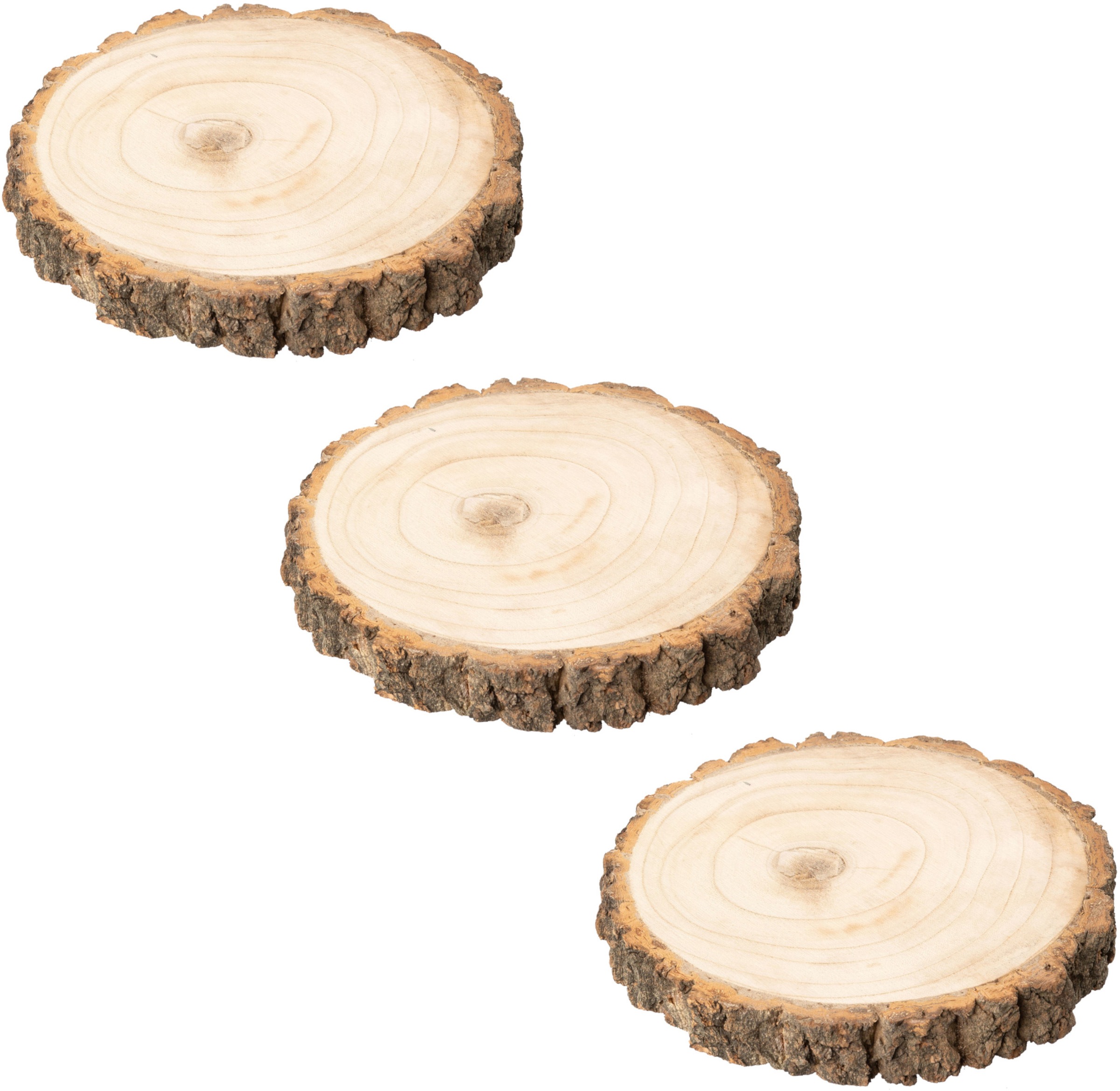 Creativ deco Dekoteller »Weihnachtsdeko«, (3 St.), Naturholz-Scheibe - jeder Artikel individuell gemasert