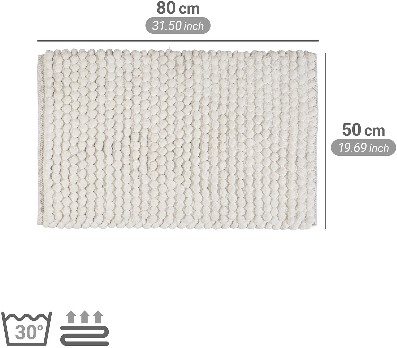 WENKO Badematte »Solivo« Höhe 30 mm rutschhemmend beschichtet mit moderner Struktur, fusselfrei, stark wasserabsorbierend