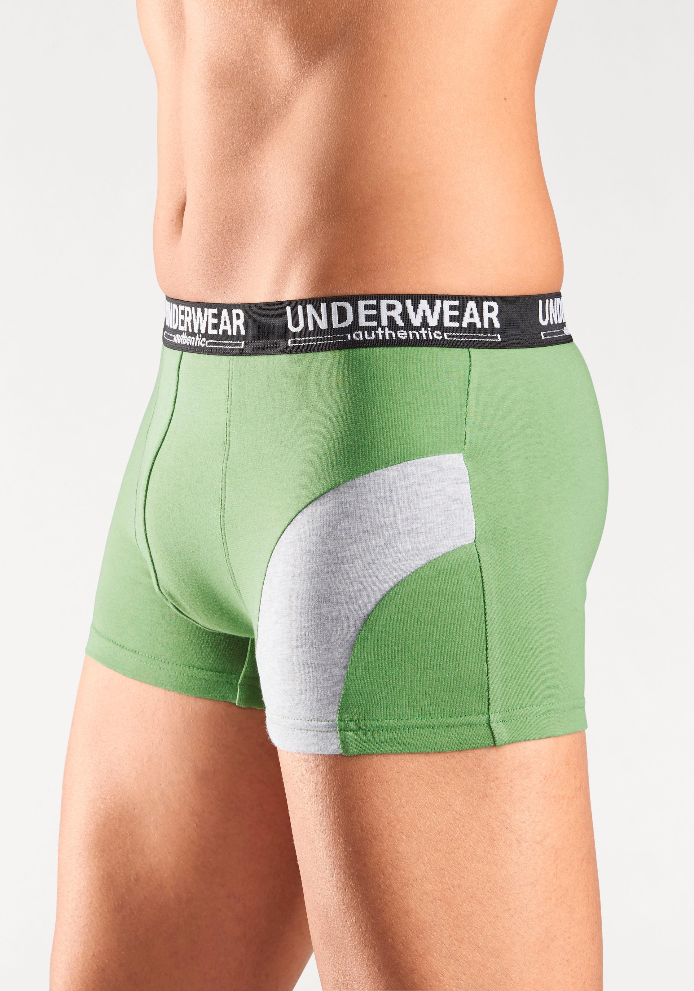 AUTHENTIC UNDERWEAR Boxer »Boxershorts für Herren«, (Packung, 4 St.), mit kontrastfarbenen Einsatz