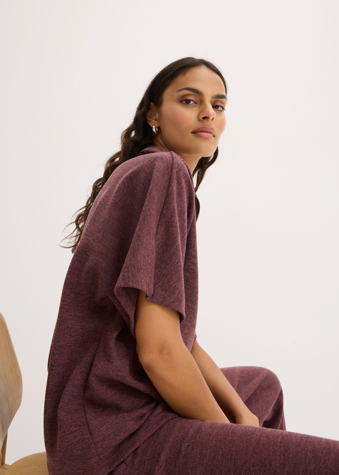 bonprix Strickpullover oversize, mit Reißverschluss am Troyerkragen