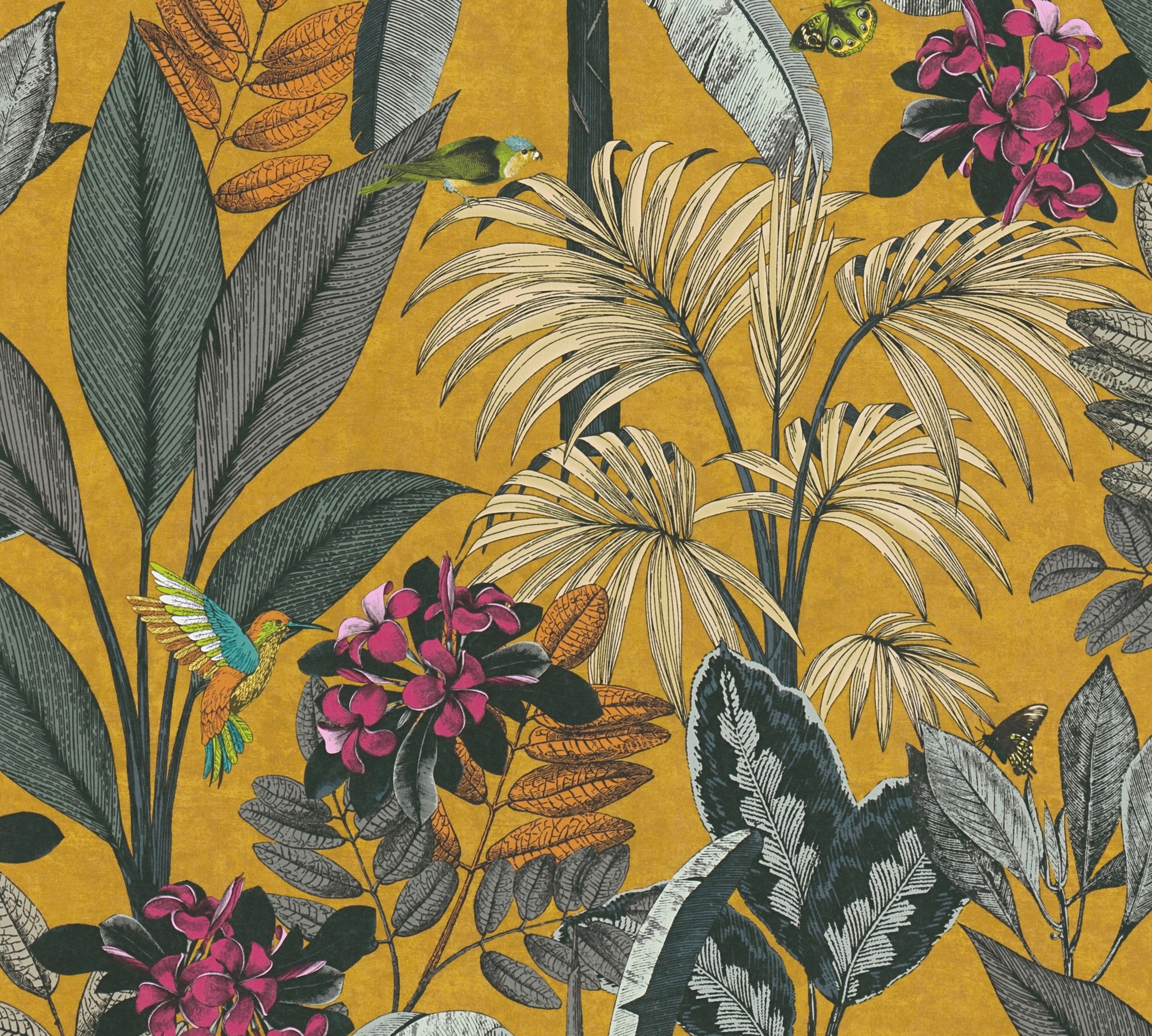A.S. Création Vliestapete »PintWalls Dschungeltapete Floral«, matt-gemustert-neutral, Blätter Tapeten Wohnzimmer Schlafzimmer Küche modern Design Wandtapete