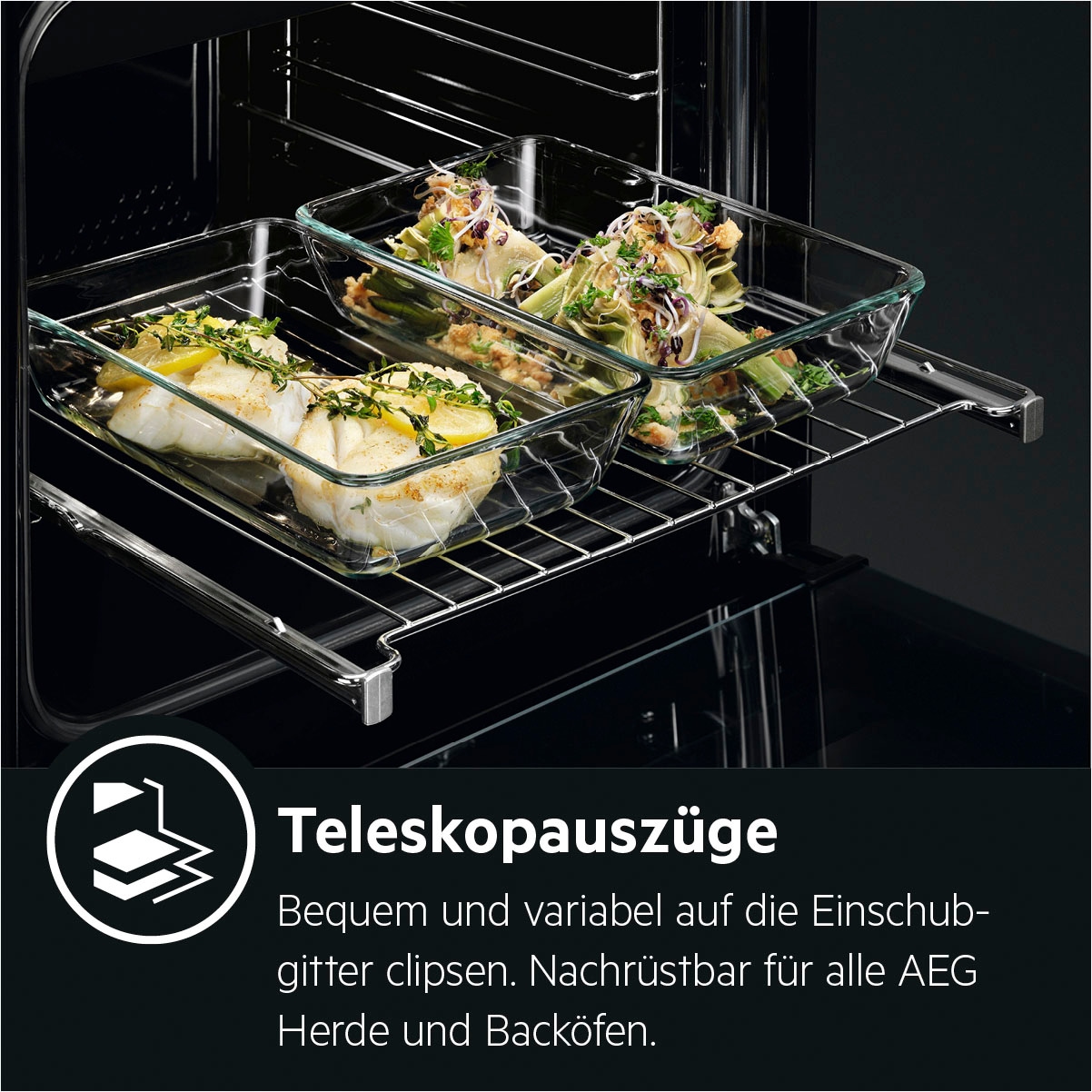 AEG Elektro-Standherd »CCB644COBM«, CCB644COBM, mit FlexiRunners™ – Teilauszug (2 Paar), Heißluftsystem, Bräter- und Mehrkreiskochzone, 60 cm