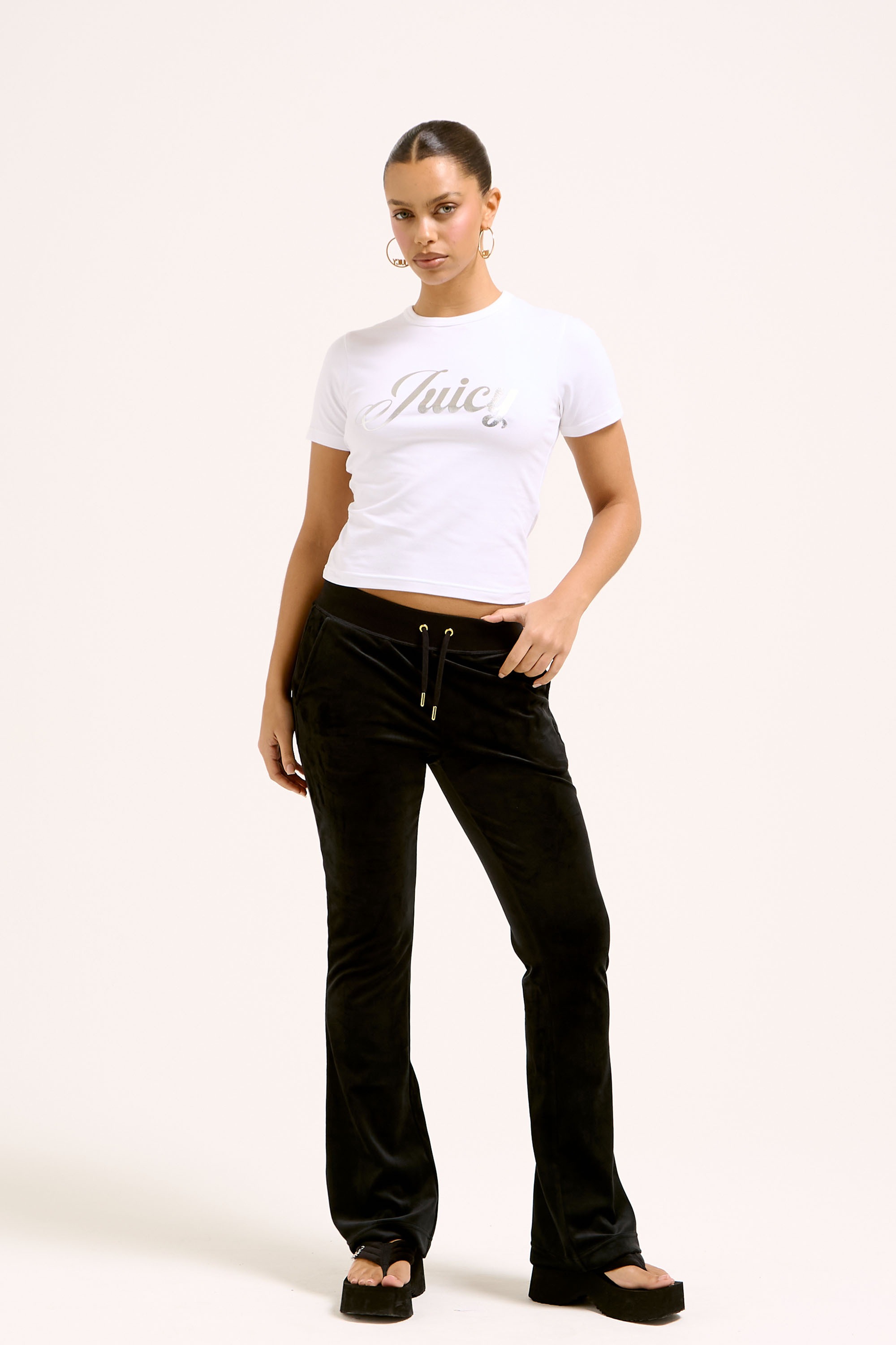 Juicy Couture T-Shirt »FOIL JUICY FITTED TEE Damen«, T-Shirt Damen mit metallischem Folienprint