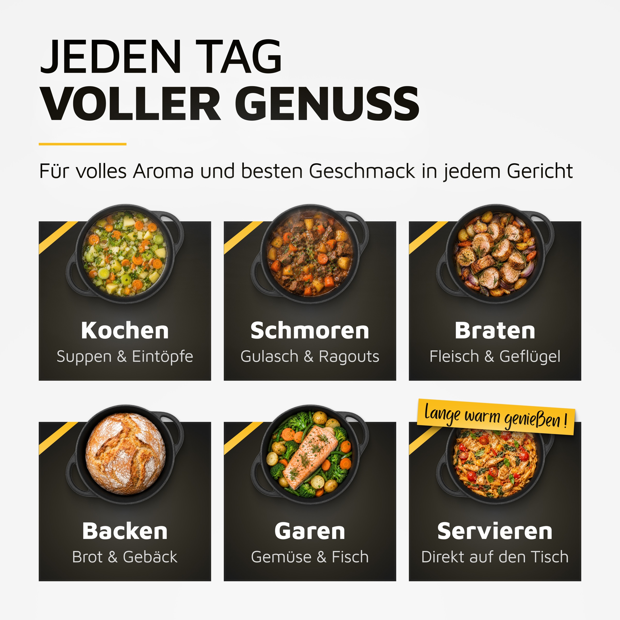 Krüger Fleischtopf »Eisenguss Fleischtopf mit Deckel RUSTICA« 1 Stk. tlg. Gusseisen