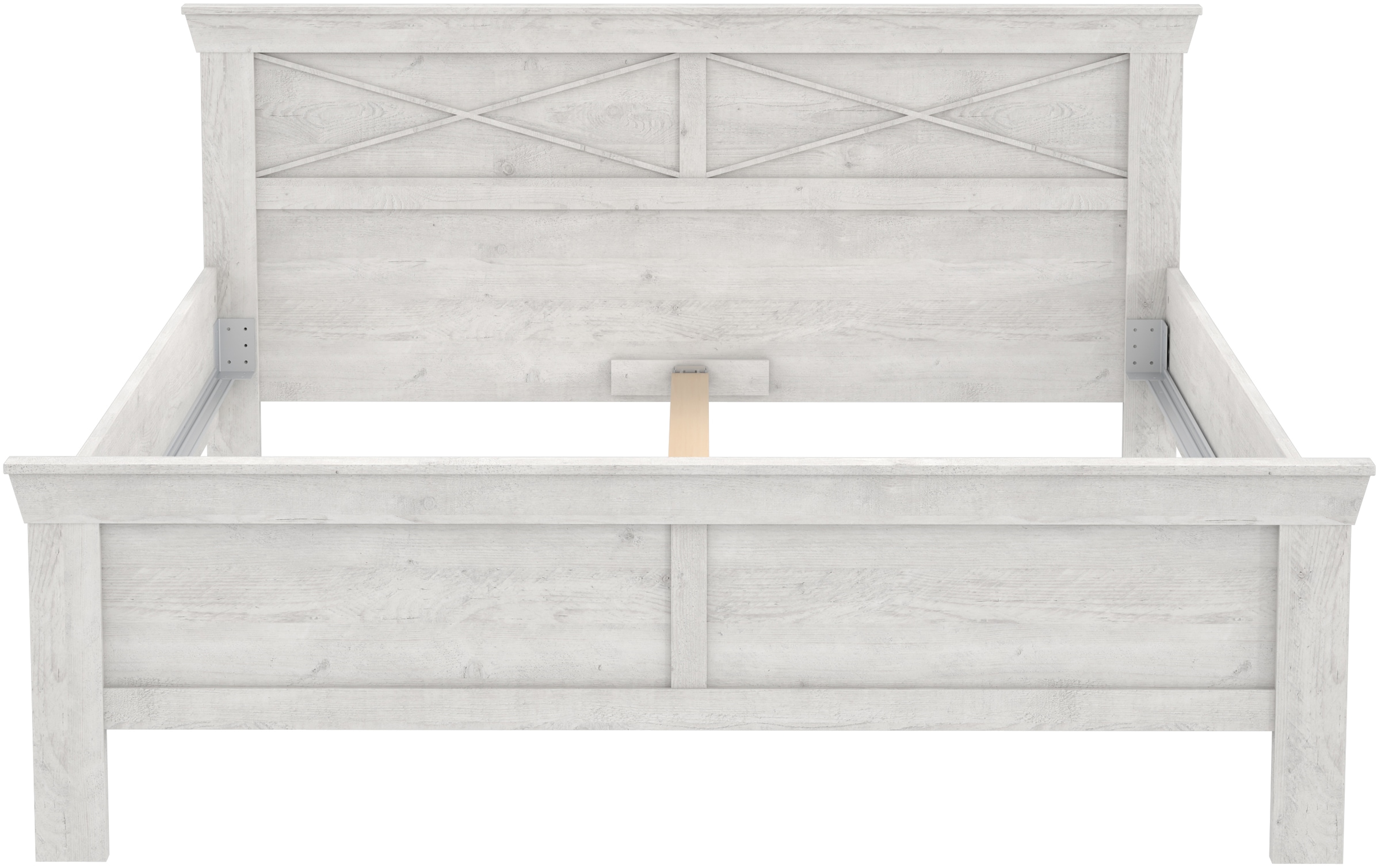 FORTE Bett »KASHMIR, Belastbarkeit 250 KG, dekoratives Kopfteil« Liegefläche 180 x 200 cm, B x H x T: ca. 191 x 99x 210 cm,  Bett im Landhaustil, pflegeleicht , Dekor Pinie Weiß