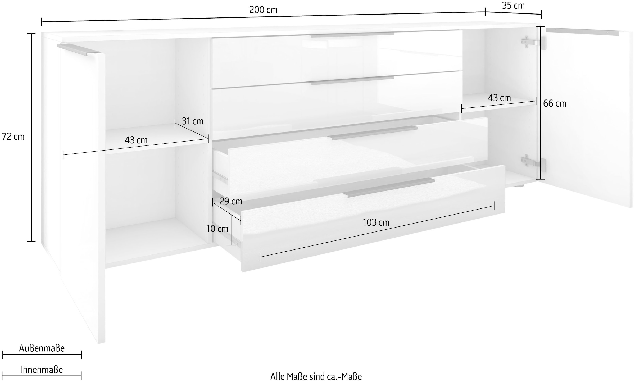 borchardt Möbel Sideboard »Tom«, Breite 200 cm