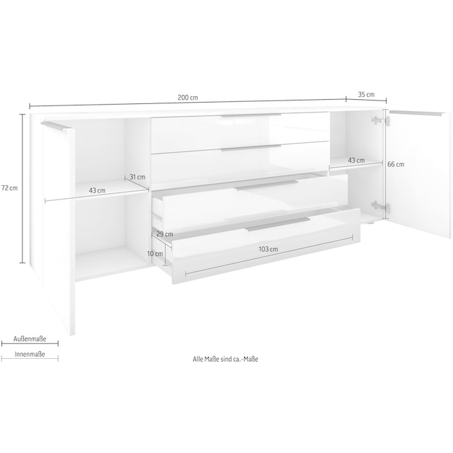 borchardt Möbel Sideboard »Tom«, Breite 200 cm | BAUR