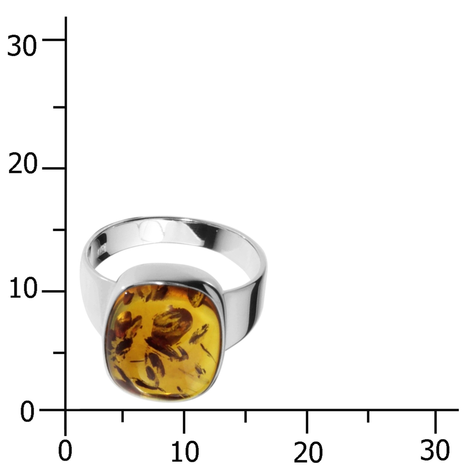 OSTSEE-SCHMUCK Classic 14x11 Silver 925 Amber Ring Size 54 2