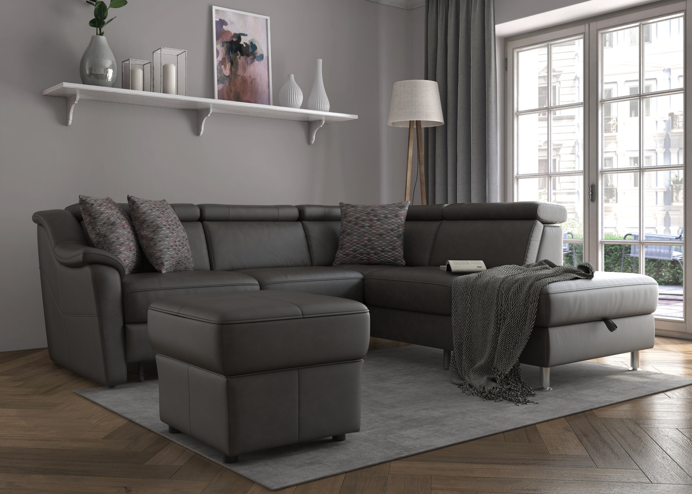 sit&more Ecksofa "Freetown L-Form" inklusive Kopfteilverstellung und komfortablem Federkern
