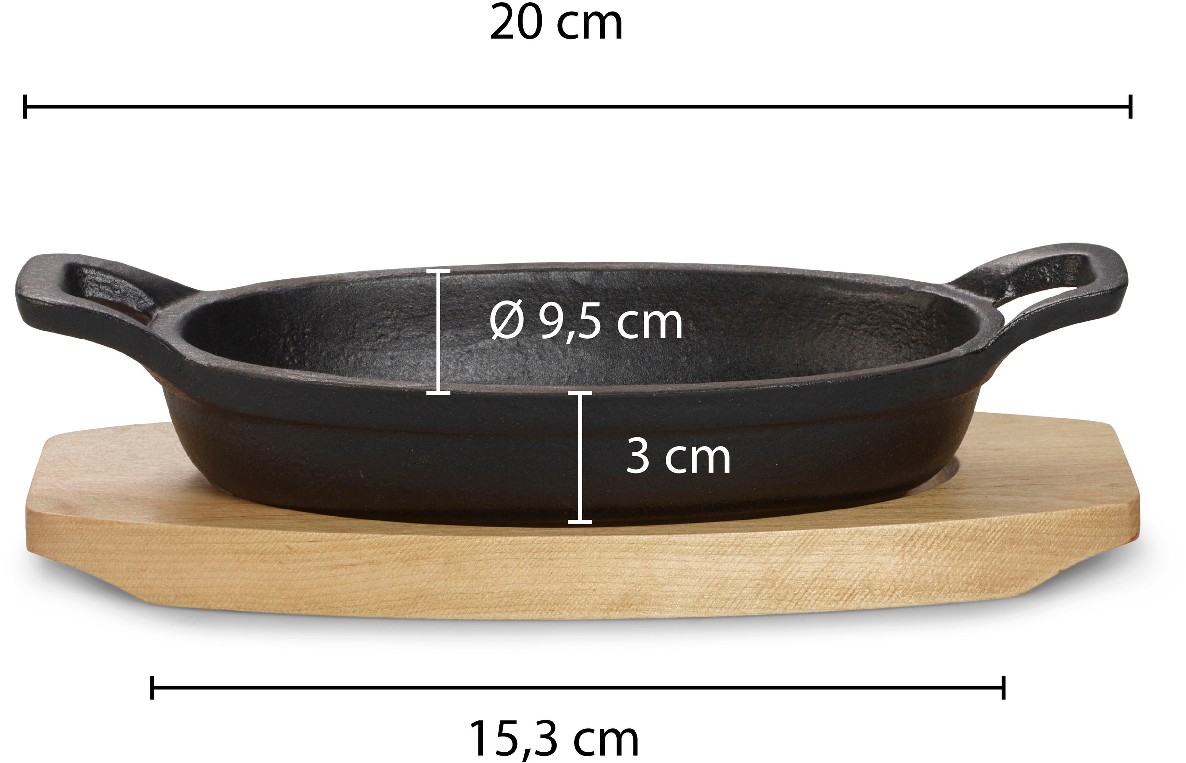 ECHTWERK Servierpfanne »2x Servierschale "SMALL"«, Gusseisen, (Set, 2 tlg.), inkl. dekorativem Servierbrett, bereits eingebrannt