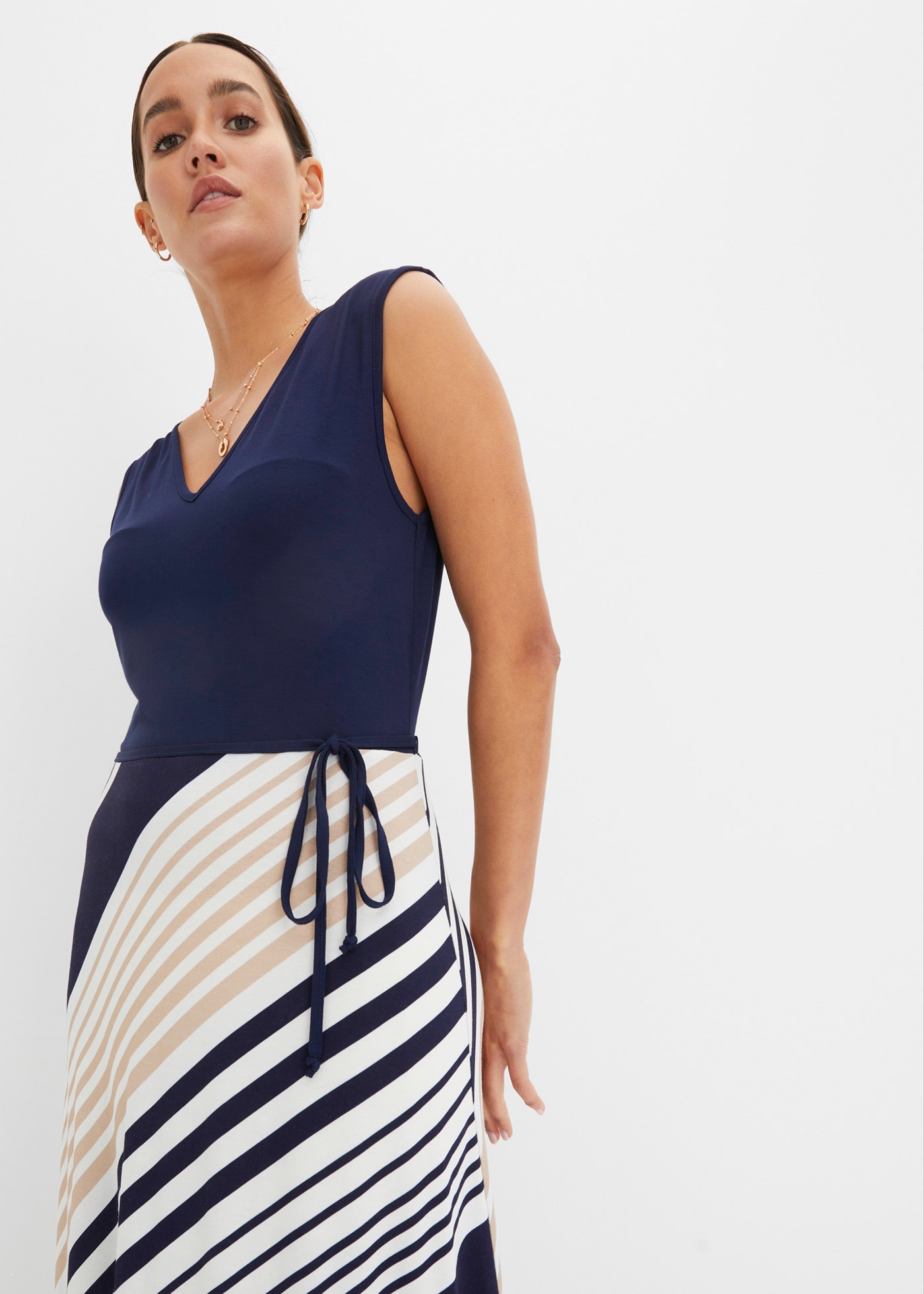 bonprix Maxikleid für Frühjahr und Sommer, aus Viskose, ohne Ärmel, bedruckter Rock