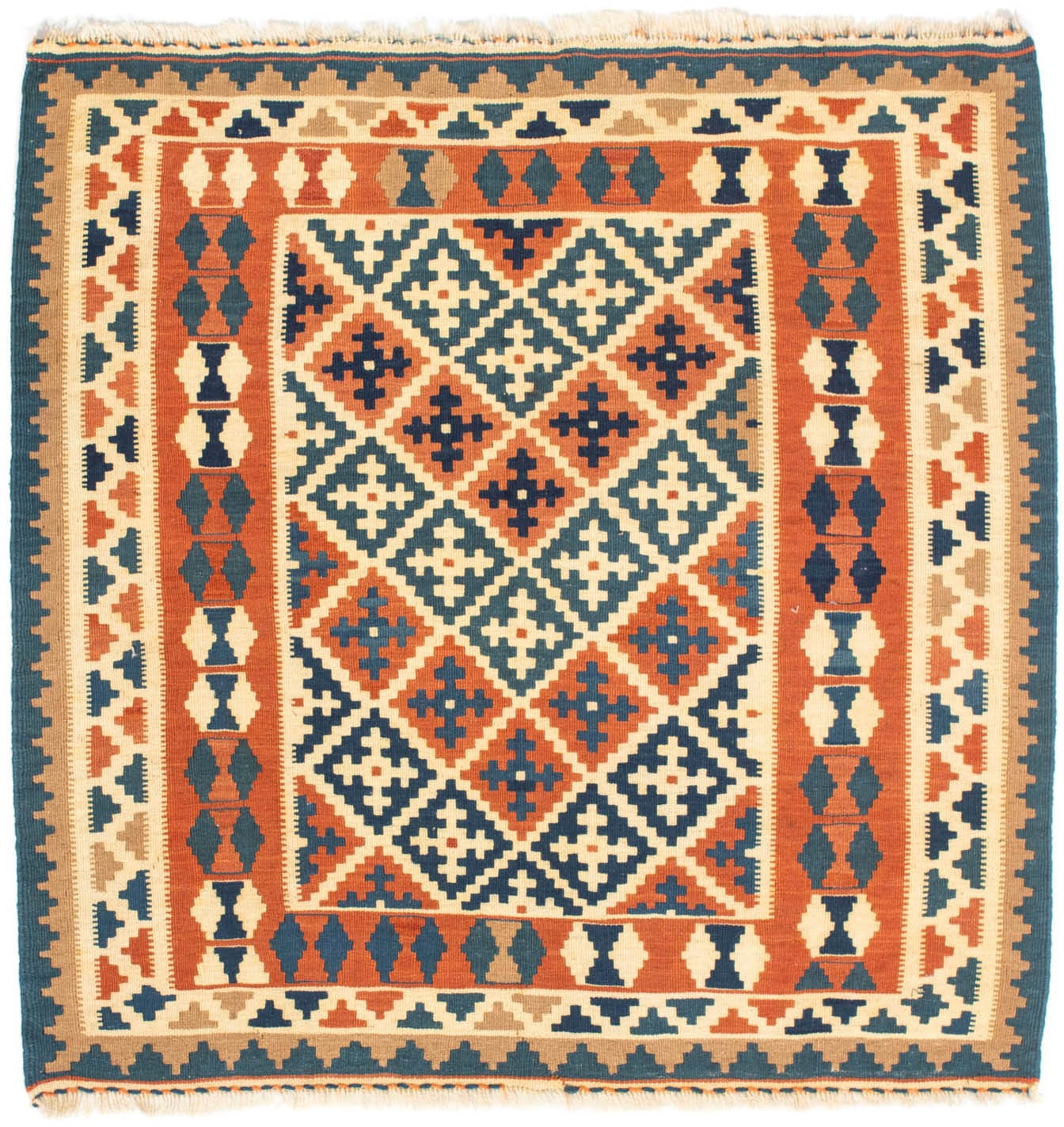 morgenland Wollteppich »Kelim Fars Durchgemustert Arancione 105 x 103 cm«,... kaufen