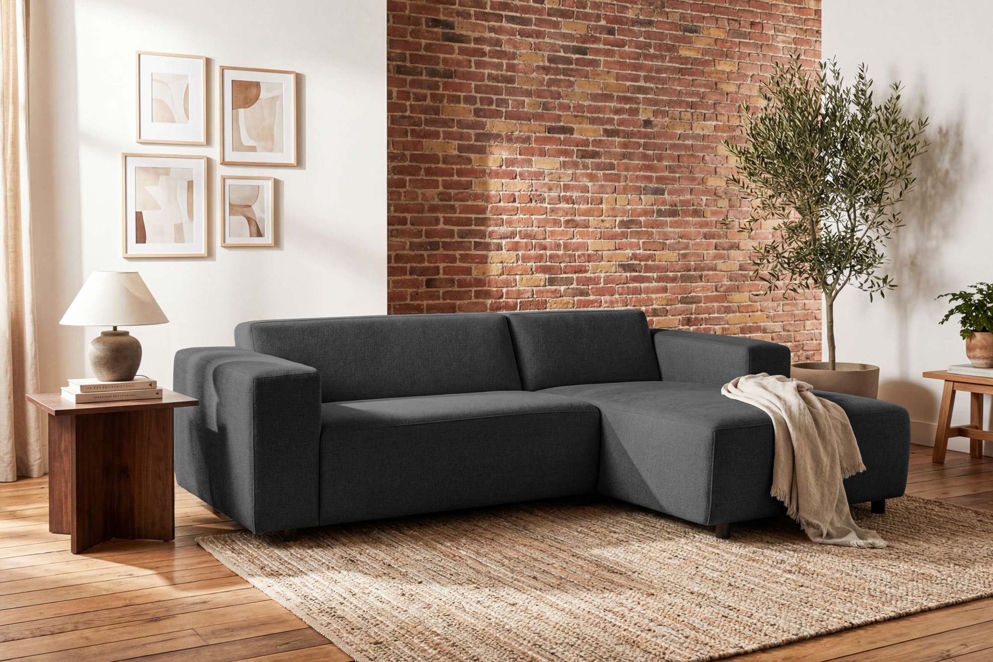 OTTO home Ecksofa "Jellon kompakte Eckcouch" Breite 232 cm, L-Form, Chenille, mit Welleunterfederung