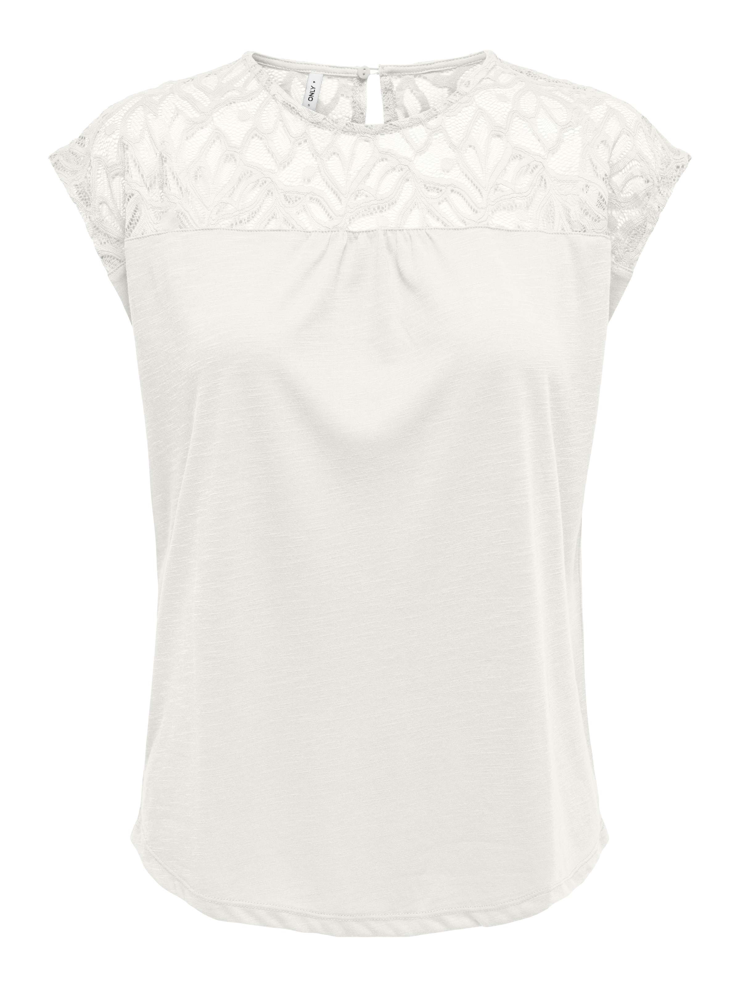 ONLY Spitzenshirt »ONLSINDY LIFE S/S O-NECK MIX TOP JRS«