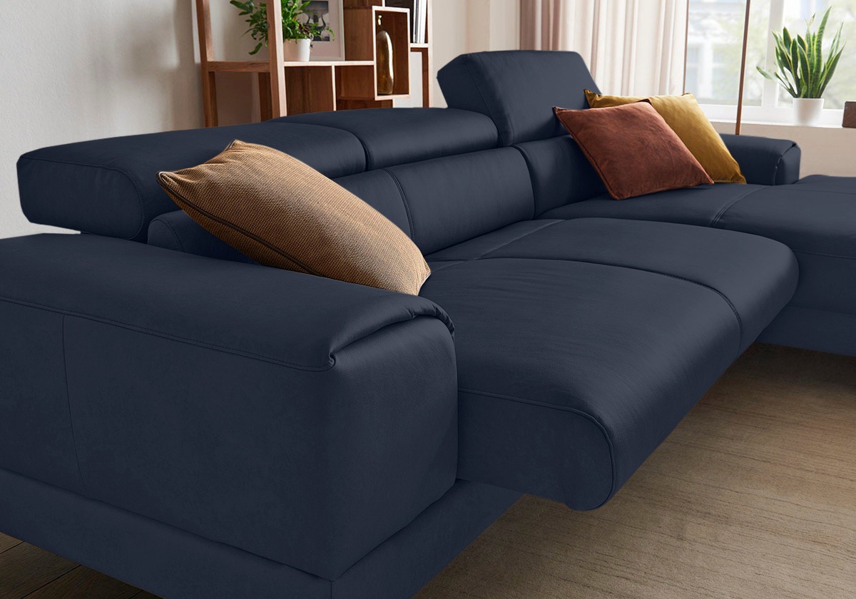 W.SCHILLIG Ecksofa »piedroo, Designsofa mit tollem Sitzkomfort, elegant und bequem, L-Form«, Kopfteilverstellung, wahlweise mit Sitztiefenverstellung, Breite 303cm