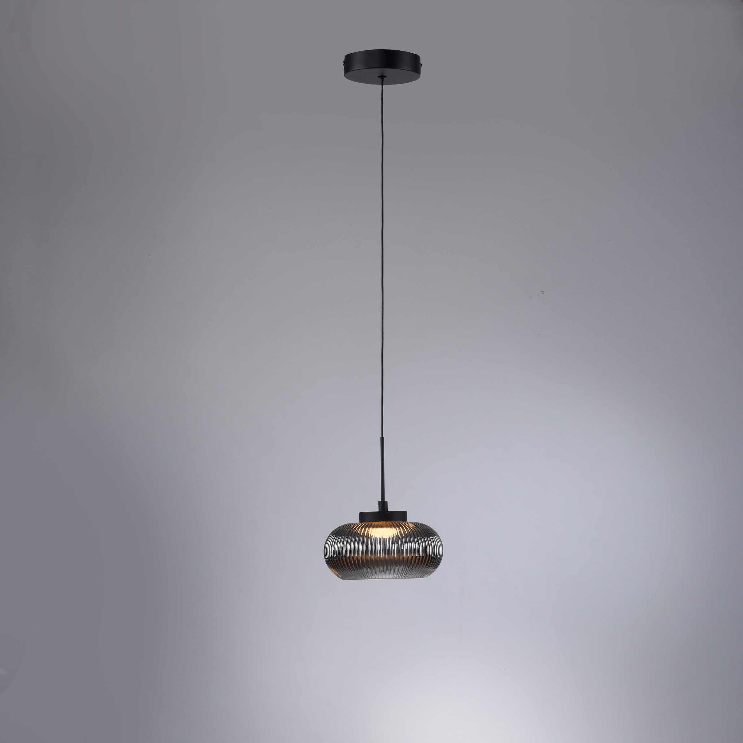 JUST LIGHT LED Pendelleuchte »NOCTIS« LED-Board 1 Stk. Warmweiß Höhenverstellbar, 3000K, Memoryfunktion, Rauchglas geriffelt