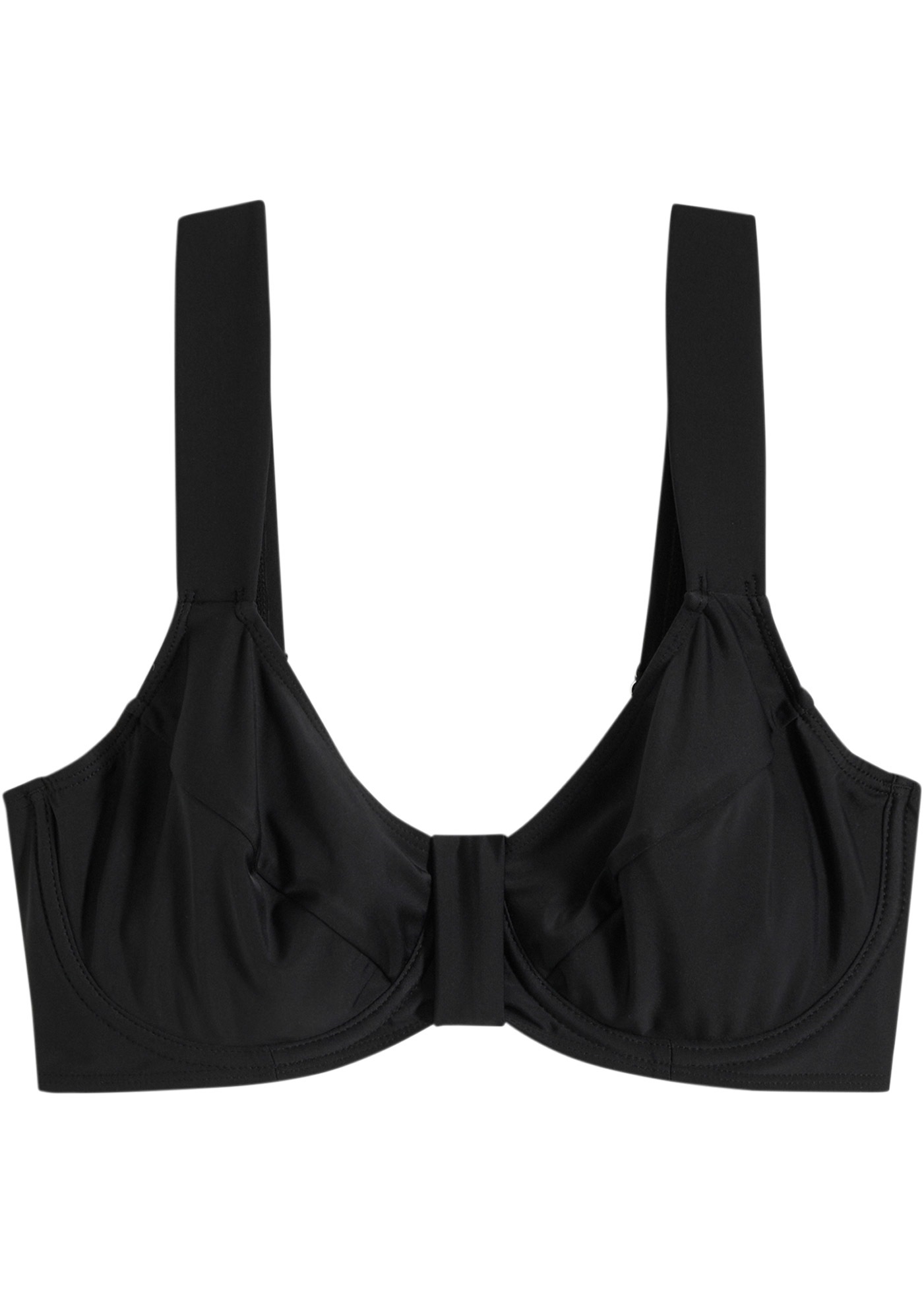 Bügel-Bikini-Top BONPRIX, Damen, Gr. 80, Cup F, schwarz, Obermaterial: 80% Polyamid, 20% Elasthan. Futter: 100% Polyester. Netzfutter: 85% Polyamid, 15% Elasthan, Basic, Bikini-Oberteile, Minimizer-Design, mit Elasthan-Anteil, Basic-Stil