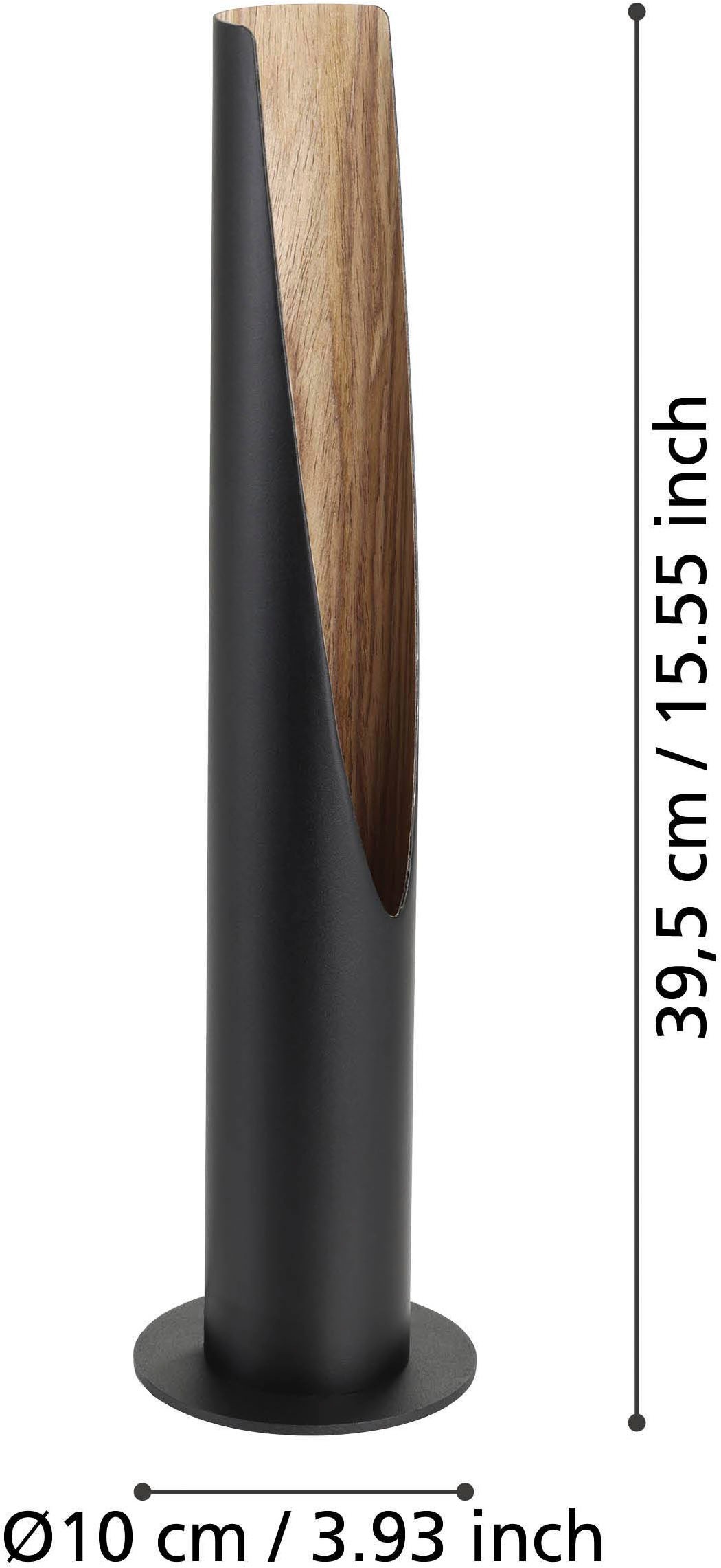 EGLO Tischleuchte »Barbotto Tischlampe, Wohnzimmerlampe, Metall und Holz, GU10, Lampe« GU10 1 Stk. Tischleuchte - H39,5 x Ø6 cm - schwarz, braun - 1X4,5W inkl.