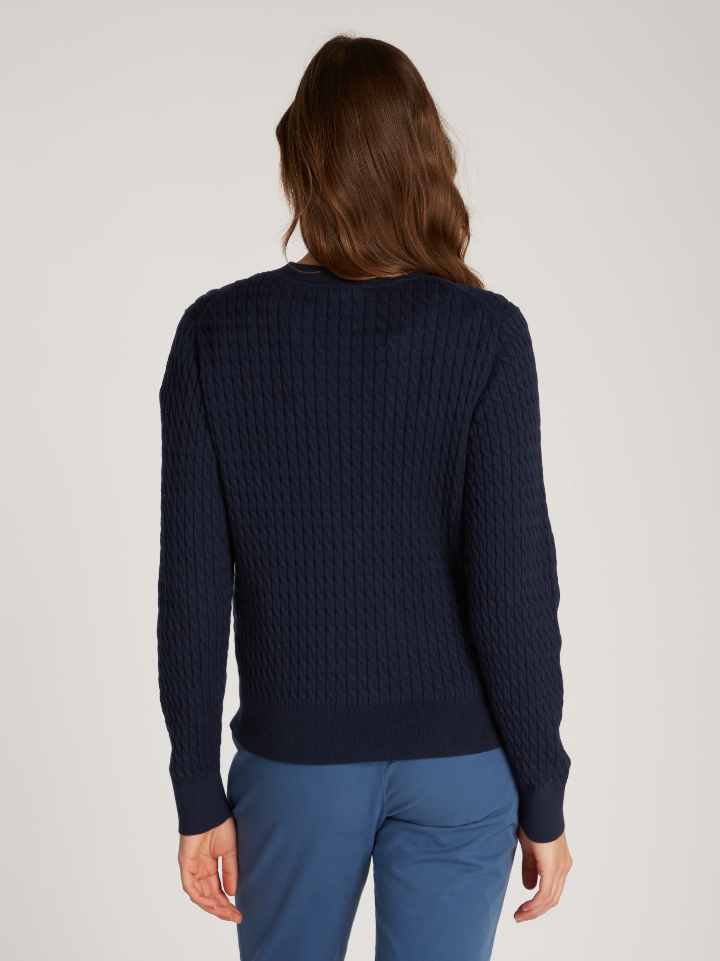 Tommy Hilfiger Strickjacke »CO CABLE C-NK CARDIGAN«, mit Zopfstruktur