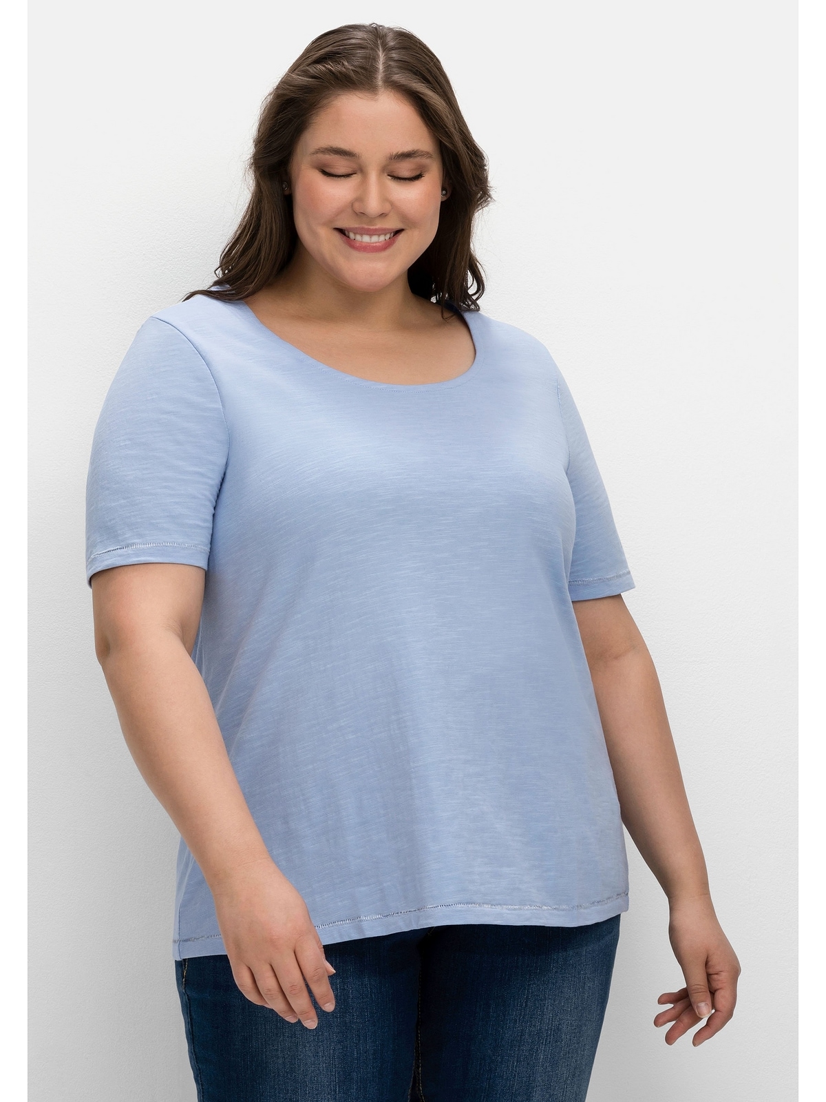 Sheego T-Shirt der auf Schulter BAUR »Große mit kaufen Größen«, hinten Print für 