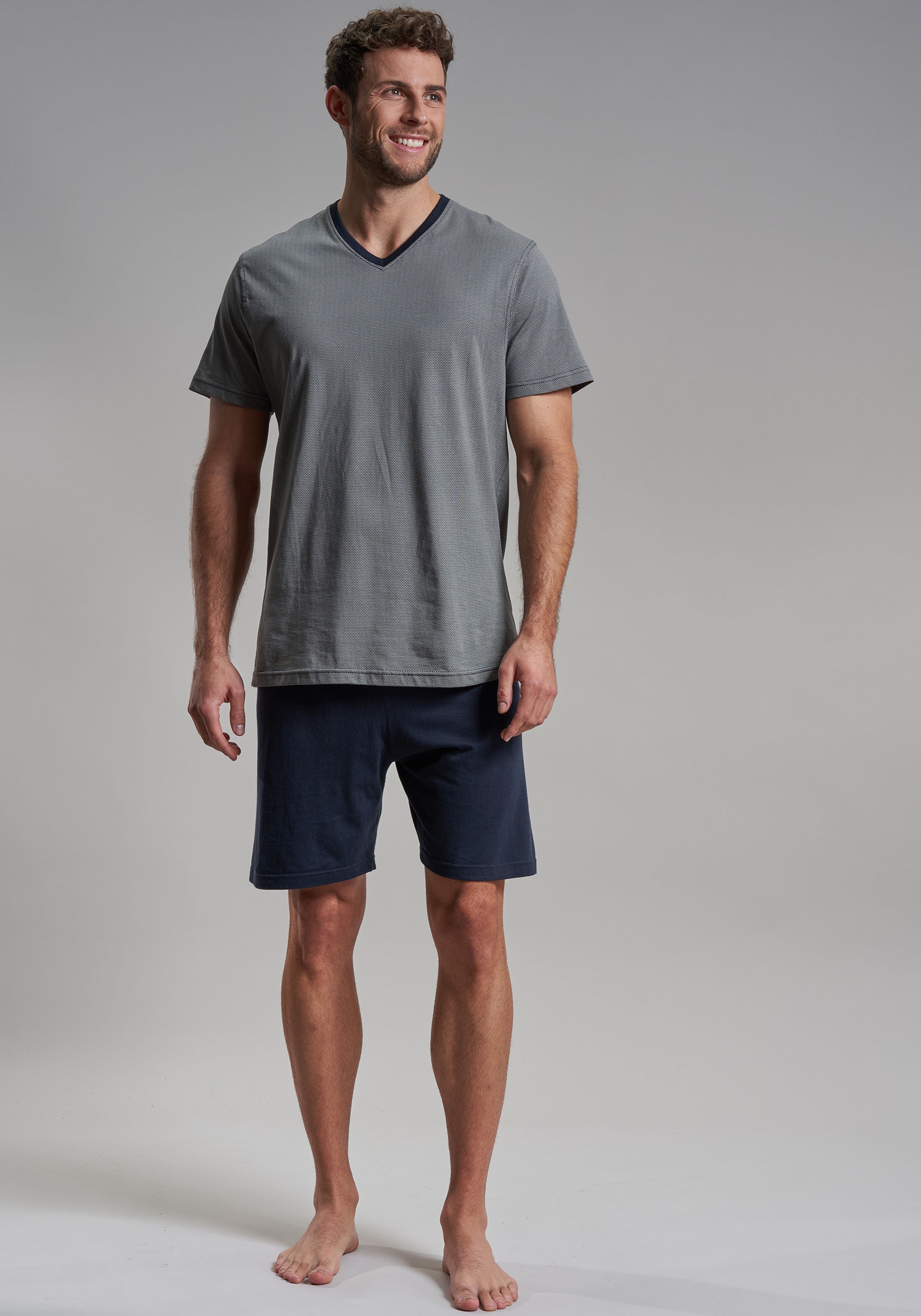 bugatti Shorty "Genua" 2 tlg. V-Ausschnitt, Kurzarm, kurze Hose, weich, beq günstig online kaufen