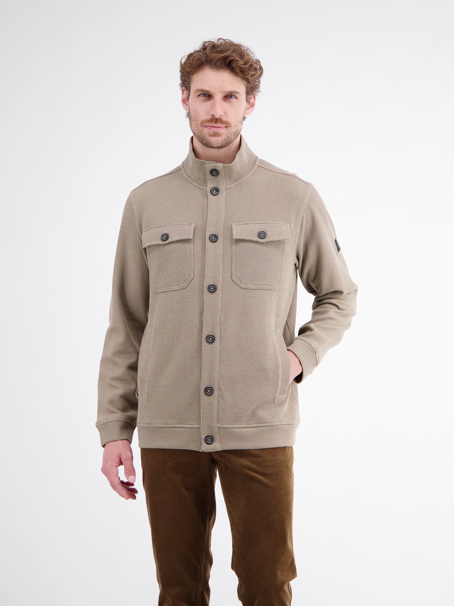 LERROS Sweatjacke "Maskulines Overshirt aus bequemem Baumwollmischgewebe"