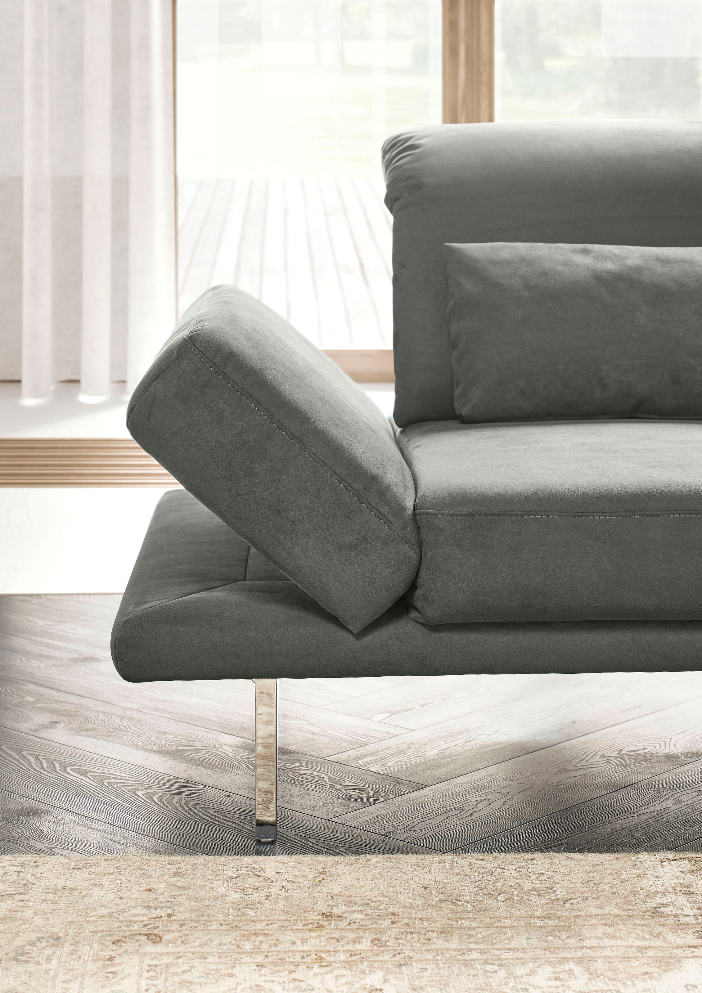 3C Candy Ecksofa »Mallow Designsofa mit Komfortfunktionen, modern und bequem, L-Form«, Verstellbare Armlehne und Kopfteil, manuelle Sitztiefenverstellung