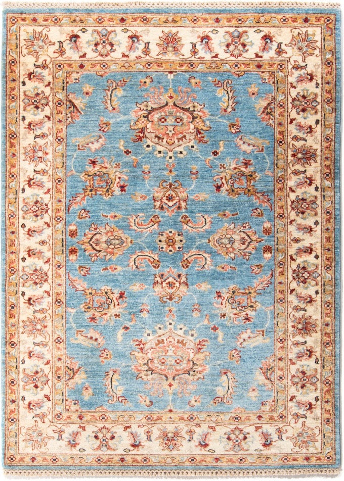 morgenland Orientteppich »Ziegler - 161 x 104 cm - hellblau«, rechteckig, Wohnzimmer, Handgeknüpft, Einzelstück mit Zertifikat