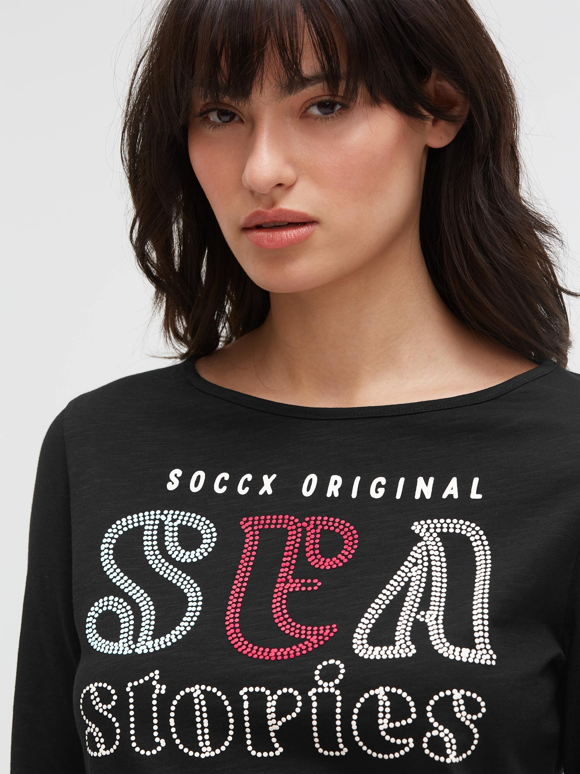 SOCCX 3/4-Arm-Shirt mit U-Boot-Ausschnitt