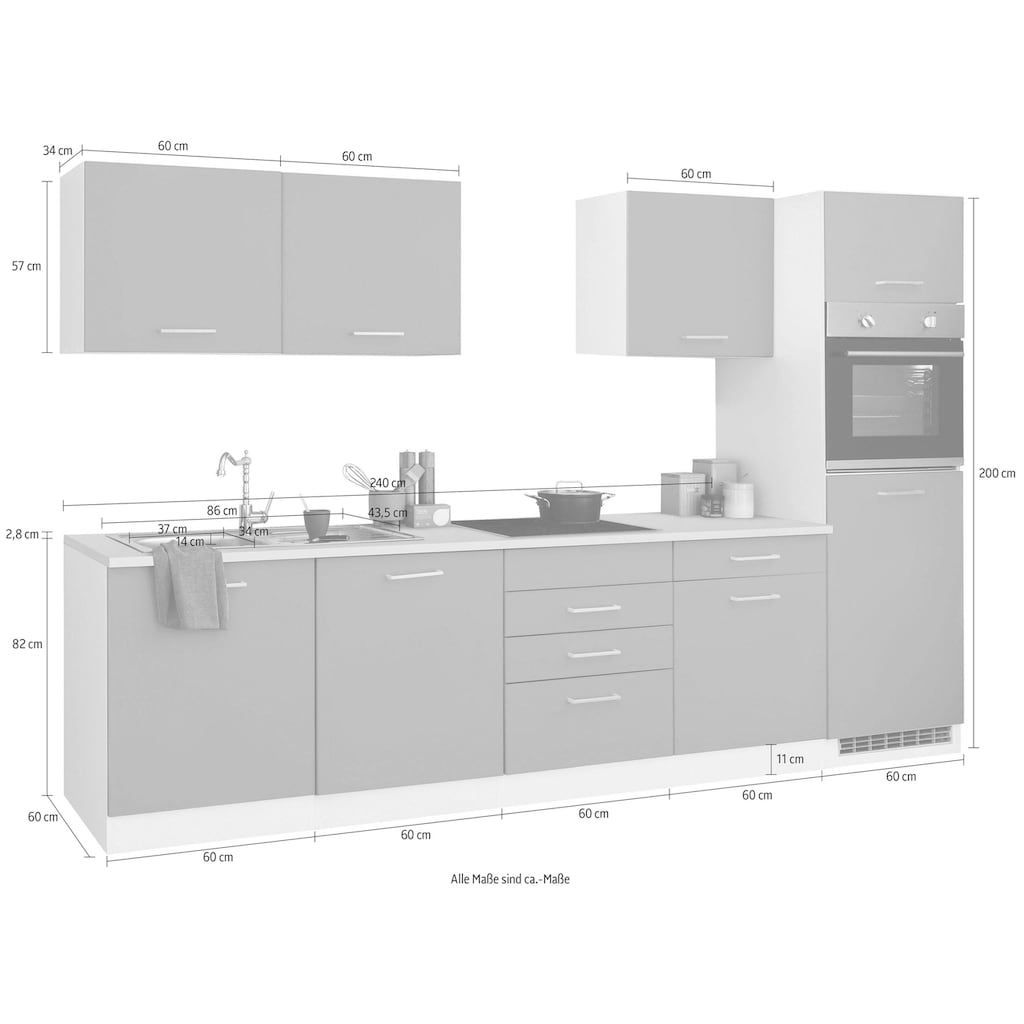 Wohnen Küchenmöbel HELD MÖBEL Küchenzeile »Visby«, ohne E-Geräte, Breite 300 cm fjordgrün