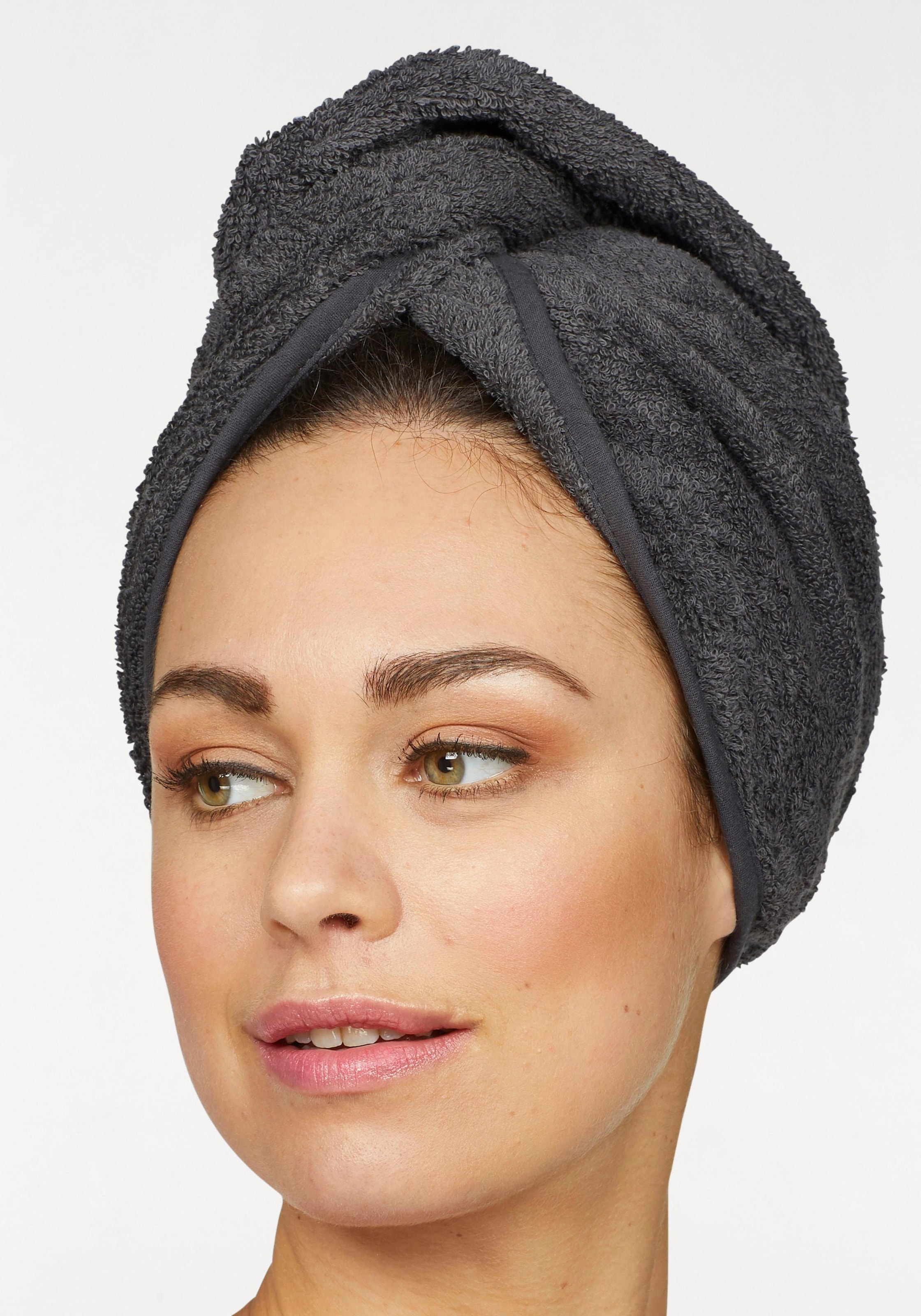 Turban-Handtuch »Juna, Turban (2 Stück), 100% Baumwolle«, (2 St.), mit Knopfverschluss...