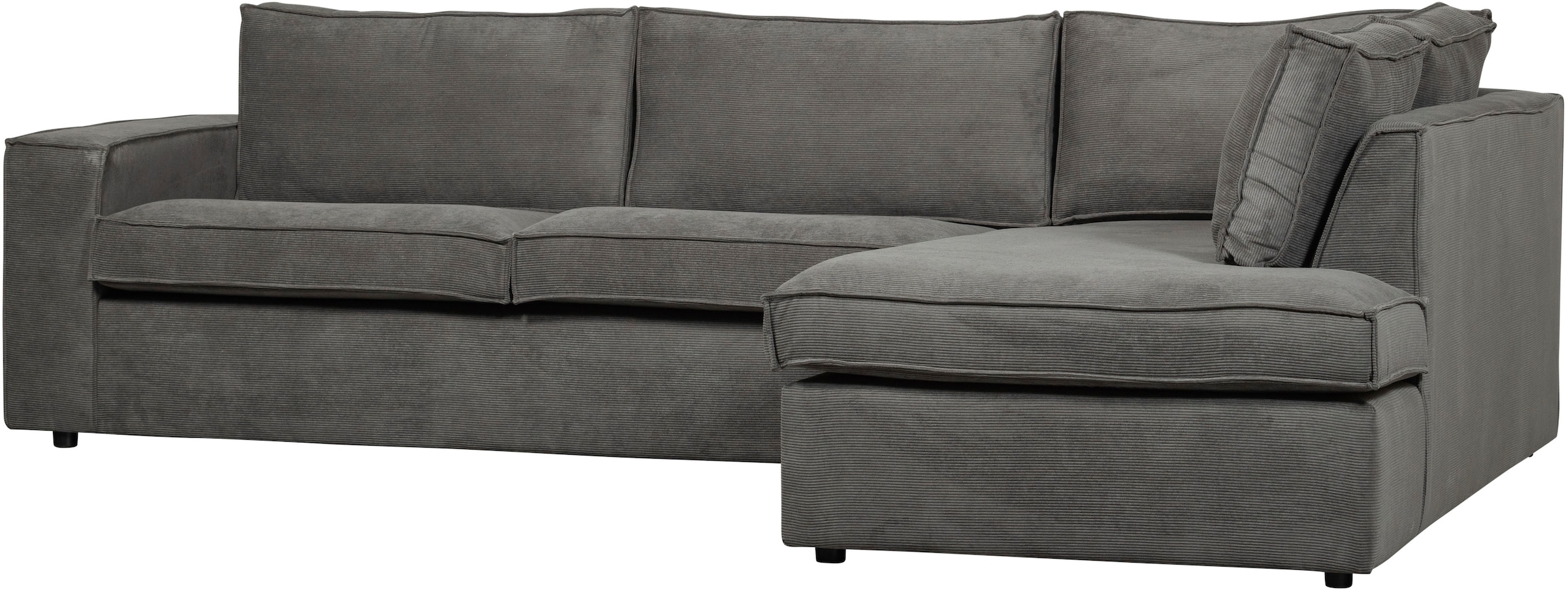 WOOOD Ecksofa »Thomas Rechts Bezug mit Steppnaht, H 92 x B 283 x D 197 cm« Ripsstoff, Sehr hohe Verschleißfestigkeit, Kunststoffbeine