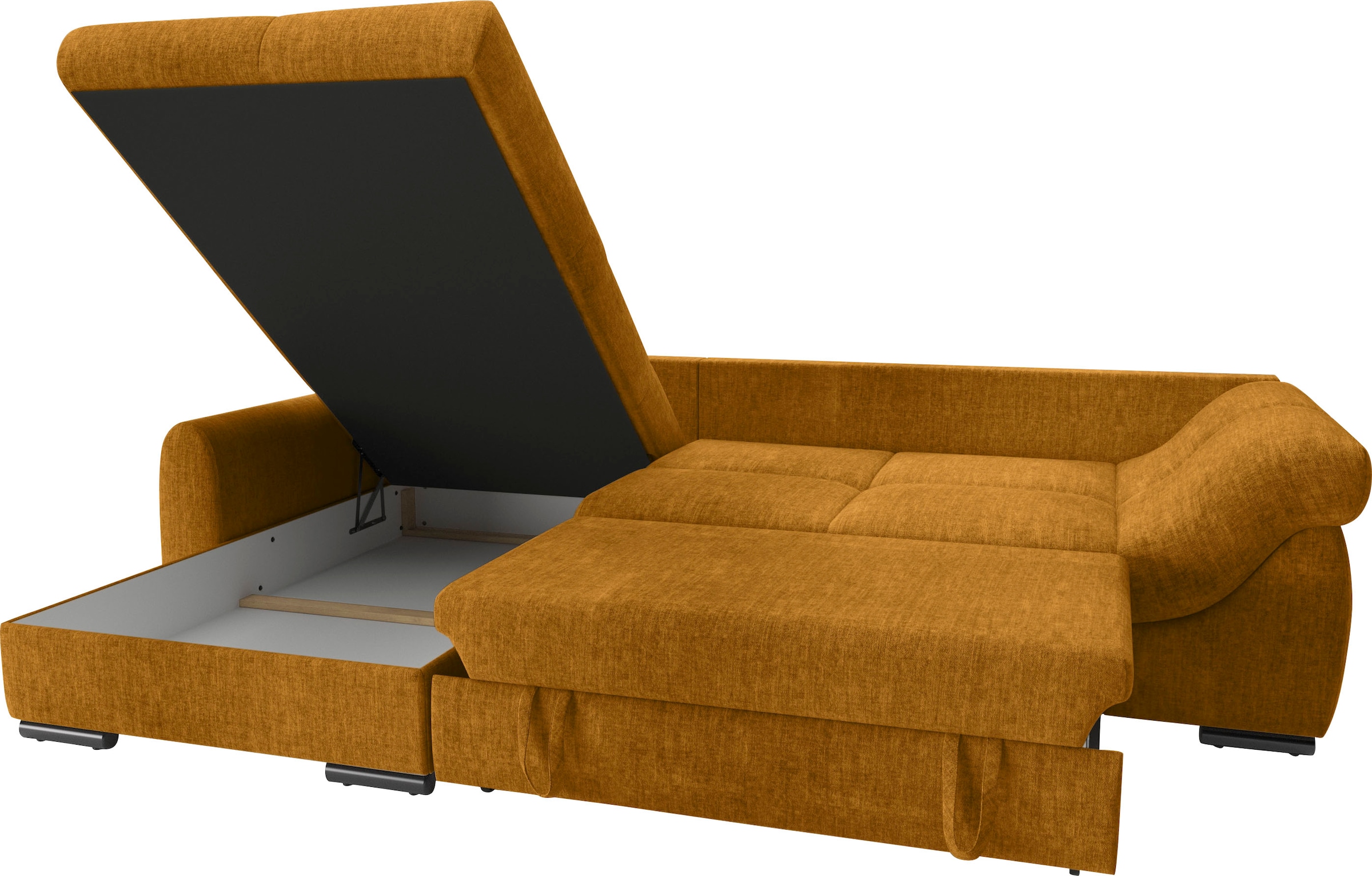 Mr. Couch Ecksofa »Livorno DuraFlex L-Form«, inkl. Hochschläfer-Bettauszug, XL-Bettkasten weiß beschichtet