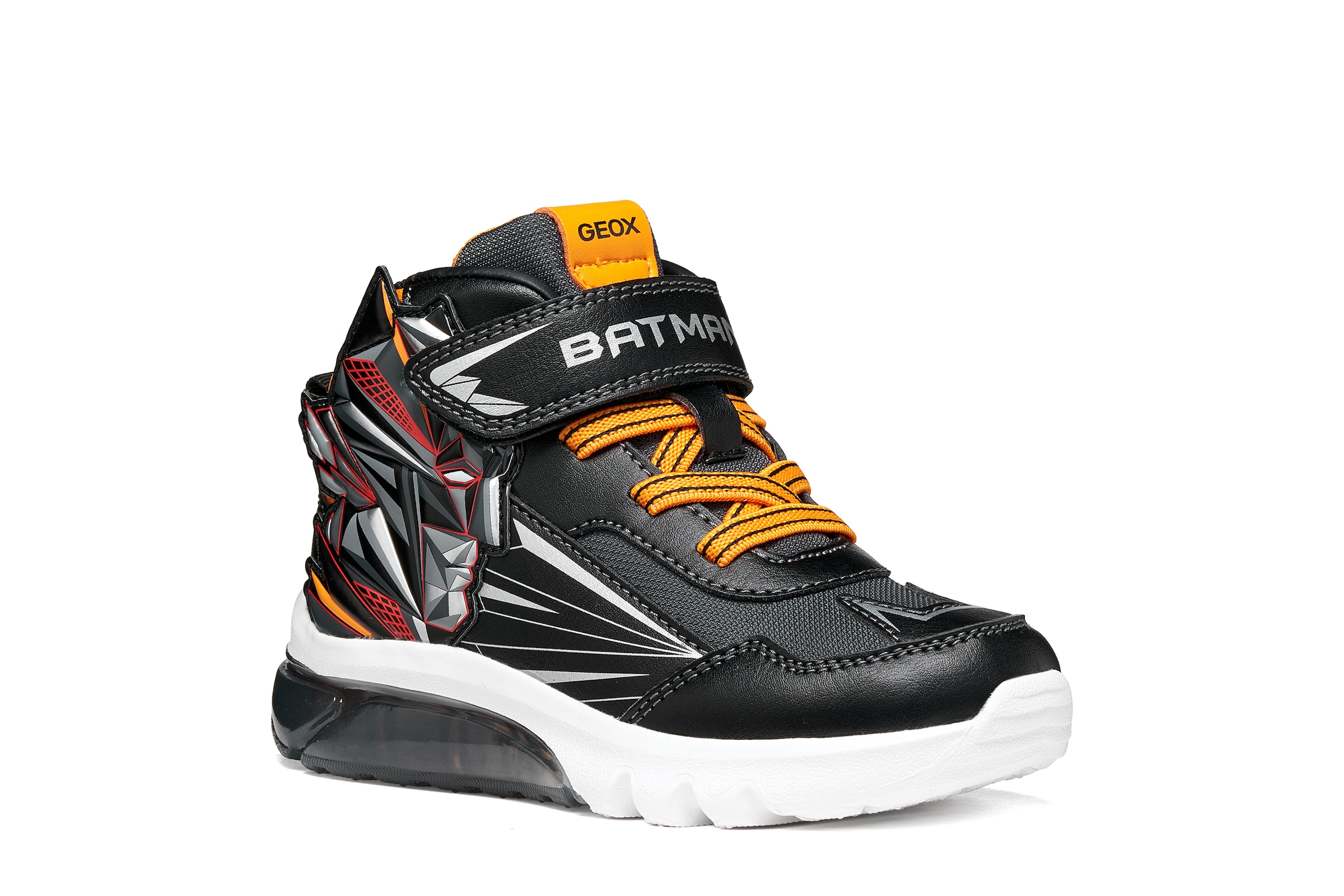 Geox Sneaker "J CIBERDRON BOY - Blinkschuh" Blinky Klettboots mit BATMAN-Motiv, Größenschablone zum Download