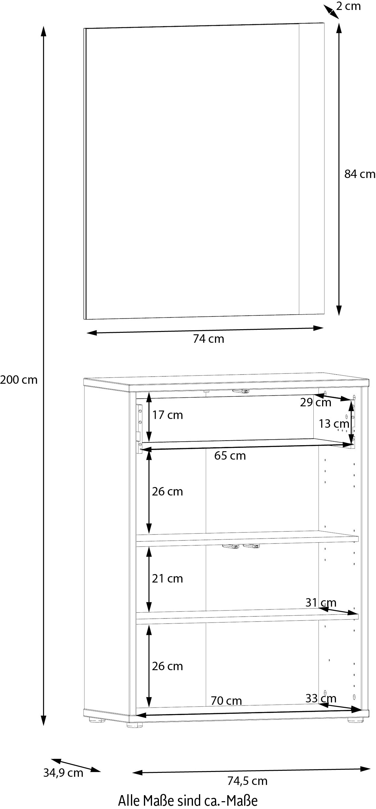 FORTE Garderoben-Set »Alice-Springs«, (2 St.), Kompaktgarderobe, Terracotta, Grifflos, Push to Open