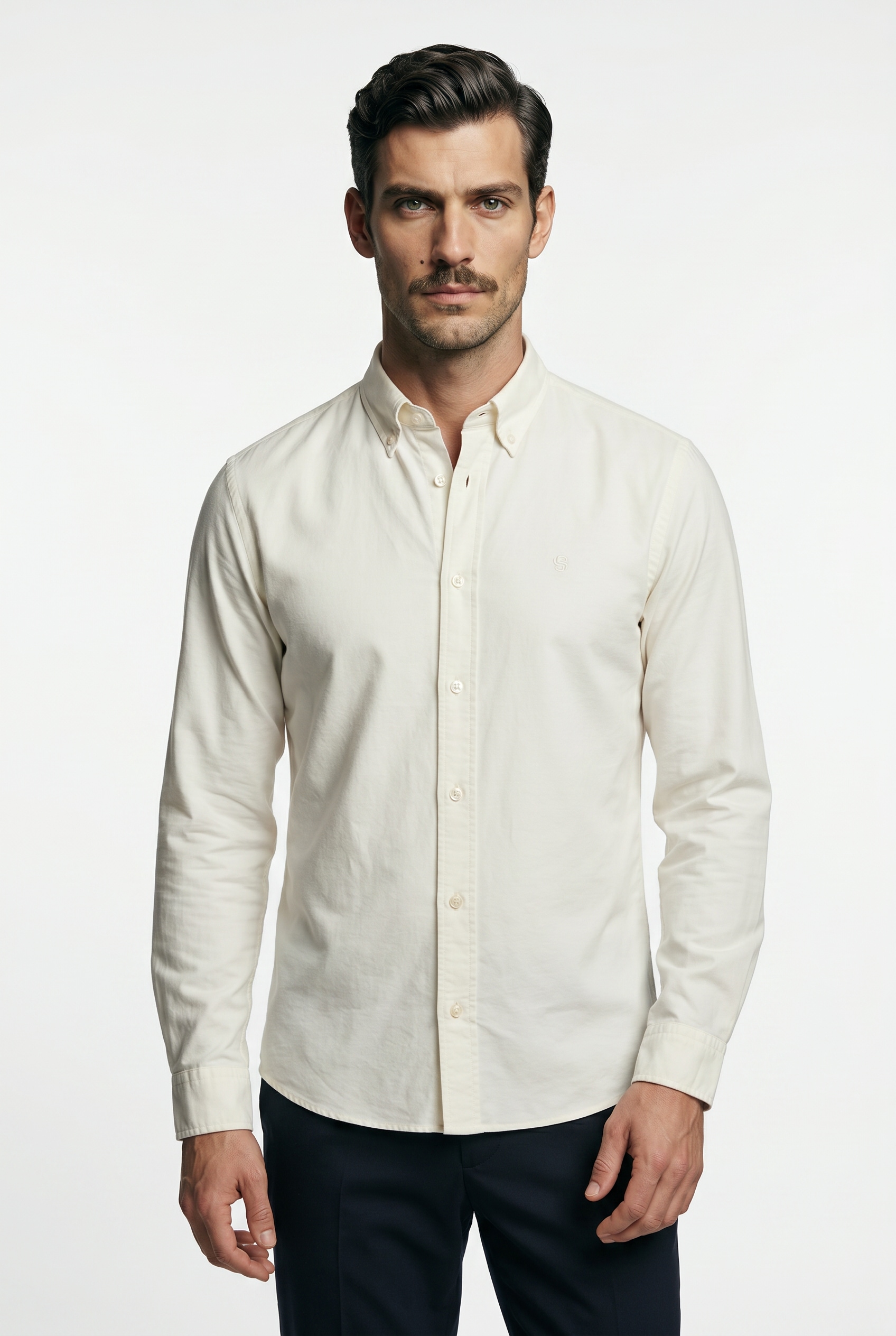 BOSS Langarmhemd Button-down-Kragen, Regular Fit, reine Baumwolle