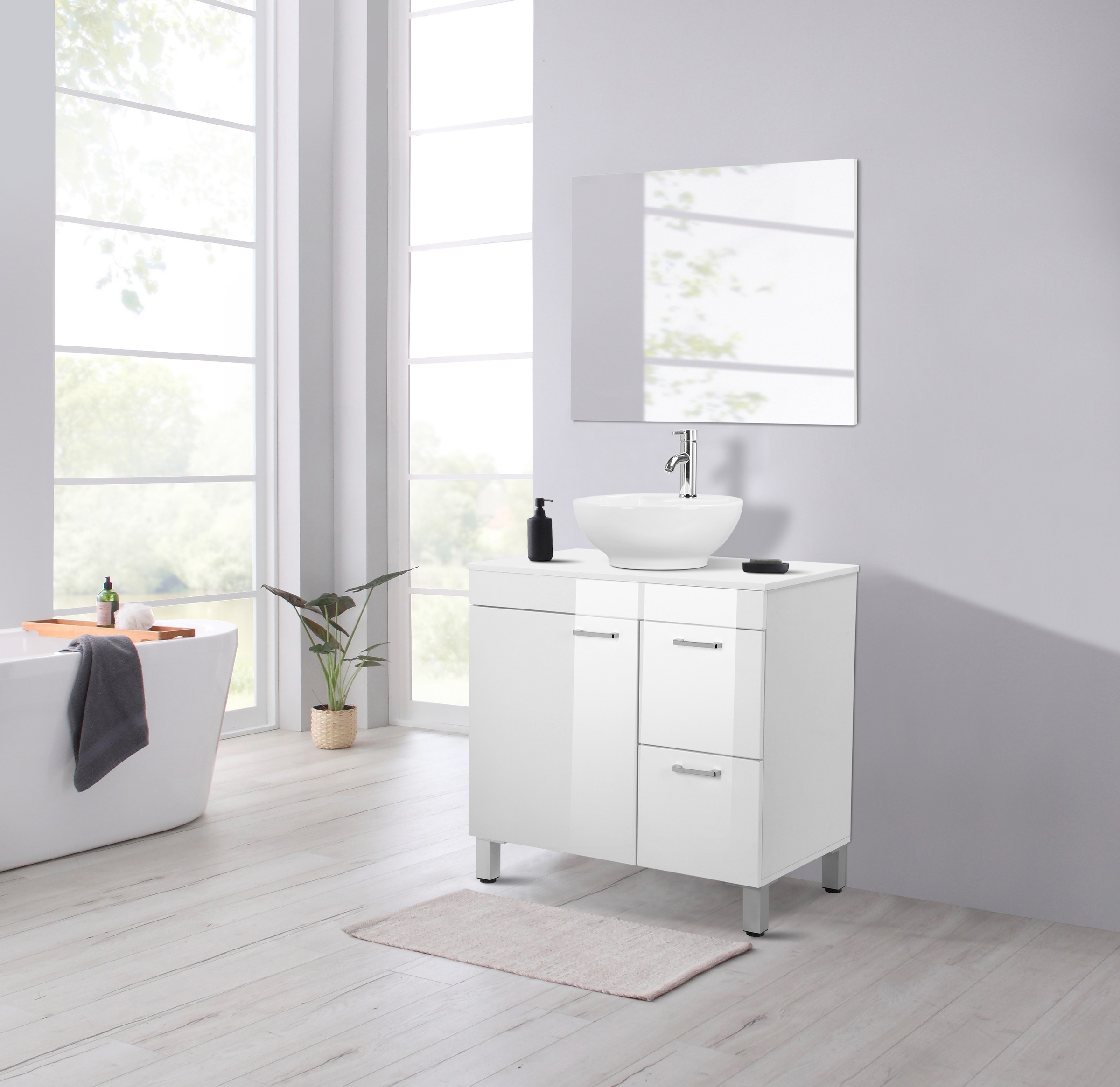 welltime Waschtisch "Florenz, Badezimmerschrank,Badschrank", Stauraum Wasch günstig online kaufen