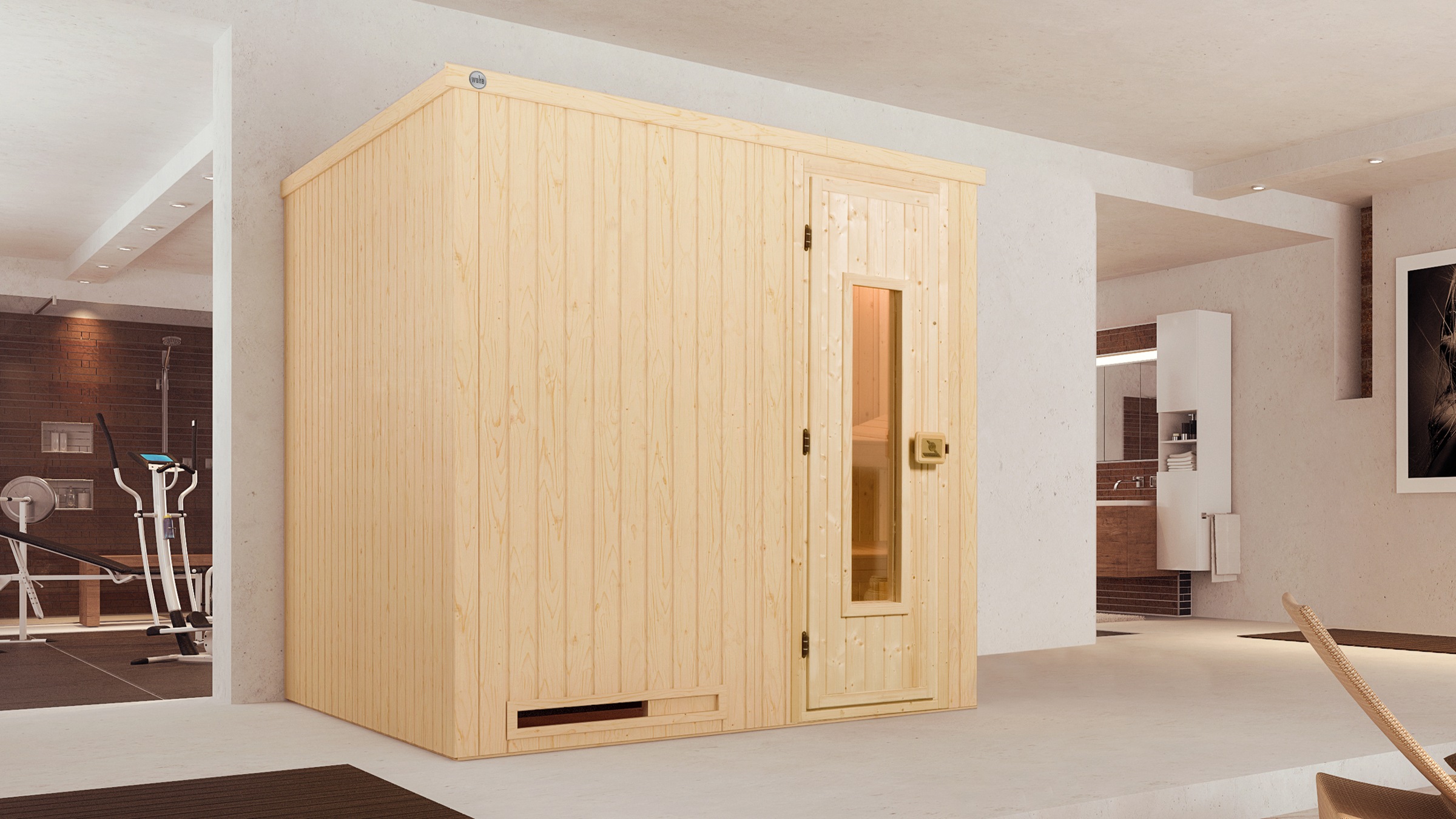 weka Sauna »Elementsauna HALMSTAD 2«, vorgefertigte Elemente, isolierte Holztür