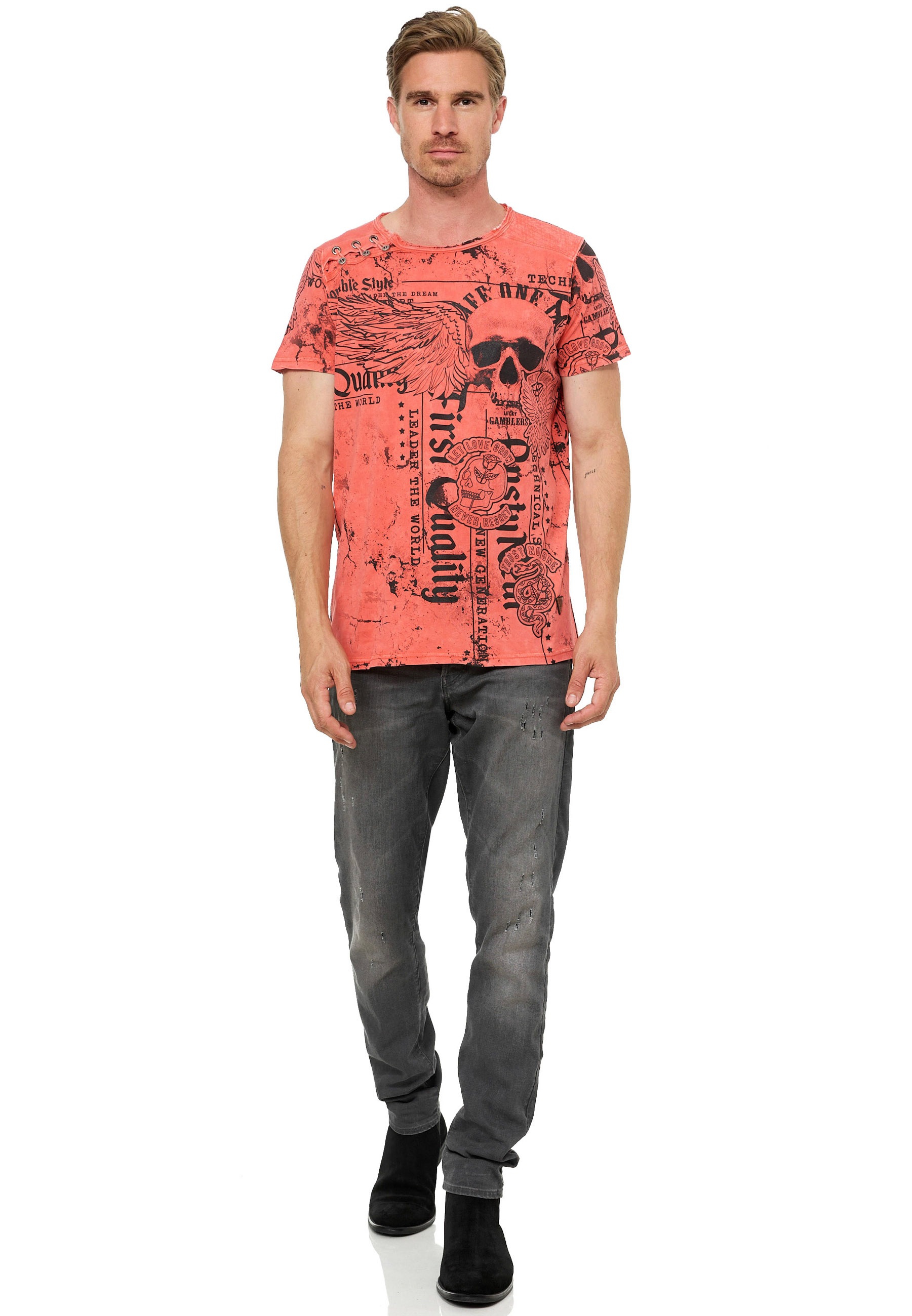 Rusty Neal T-Shirt "Rusty Neal" mit Allover-Print günstig online kaufen