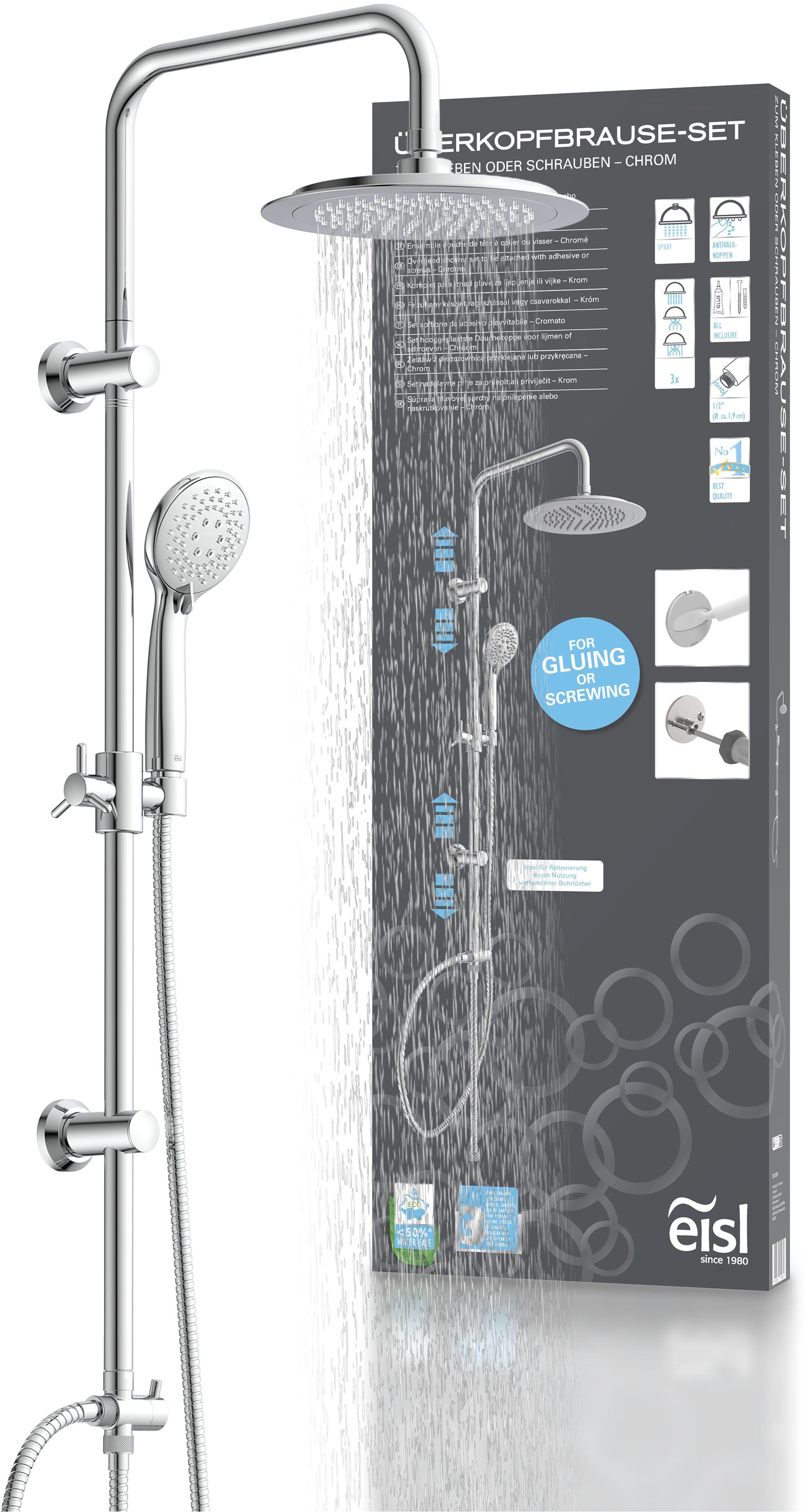 Eisl Chrom Duschsystem 3-Fach Verstellbare Wellness Handbrause Mit Antikalk-Noppen von Baur