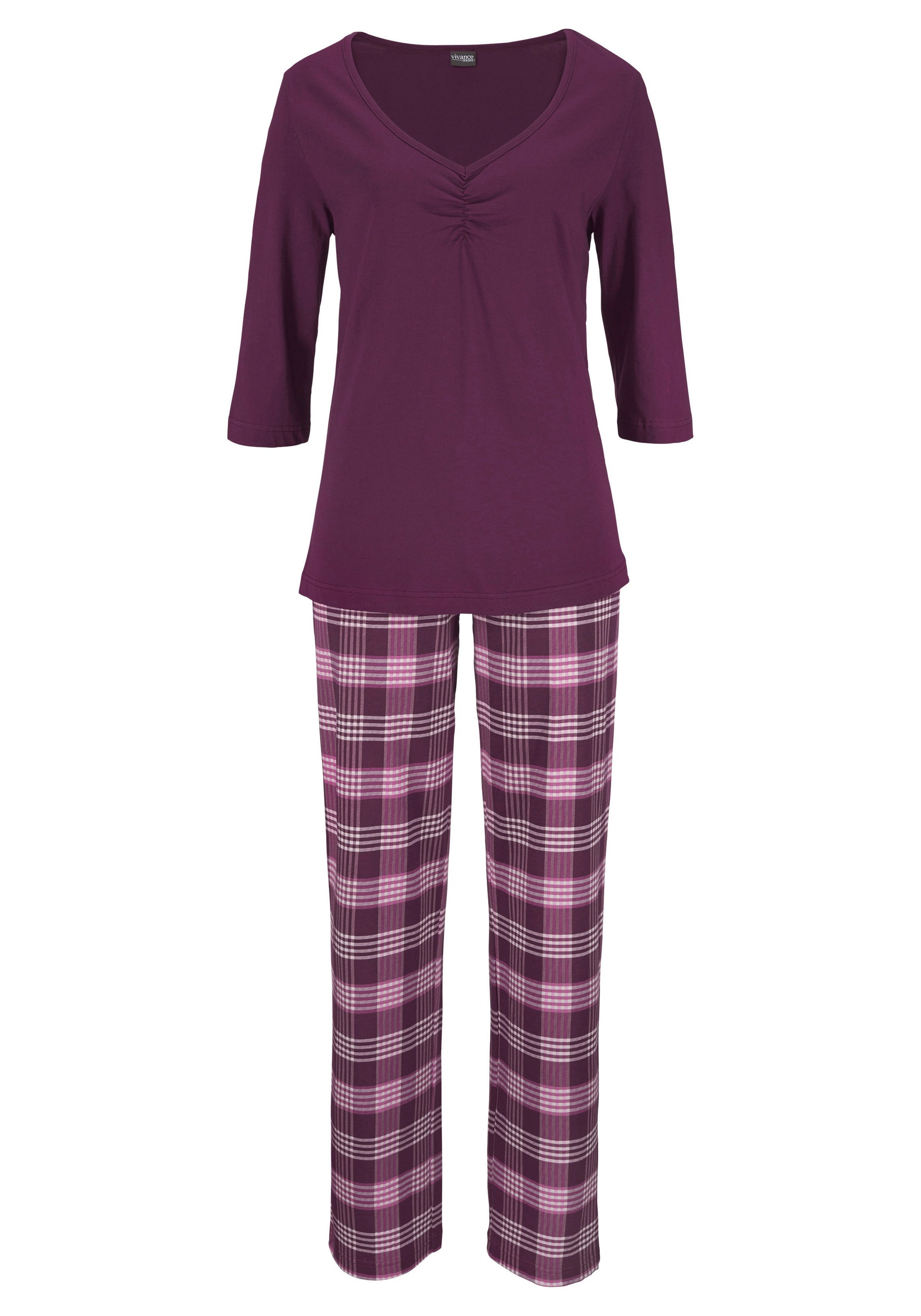 Vivance Dreams Pyjama, (2 tlg., Hose BAUR karierter Stück), mit 1 | bestellen