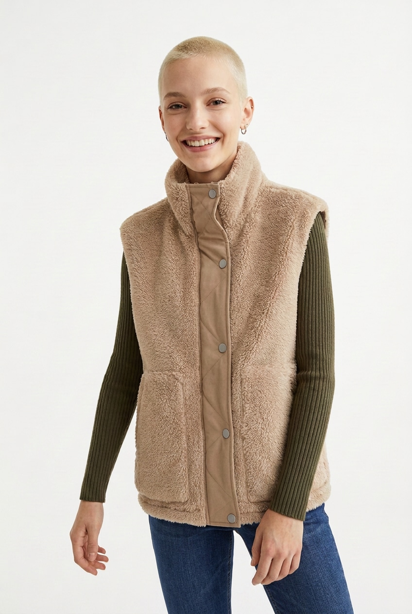 ONLY Plüschweste "ONLBARI LIFE TEDDY WAISTCOAT OTW" Kunstfaser