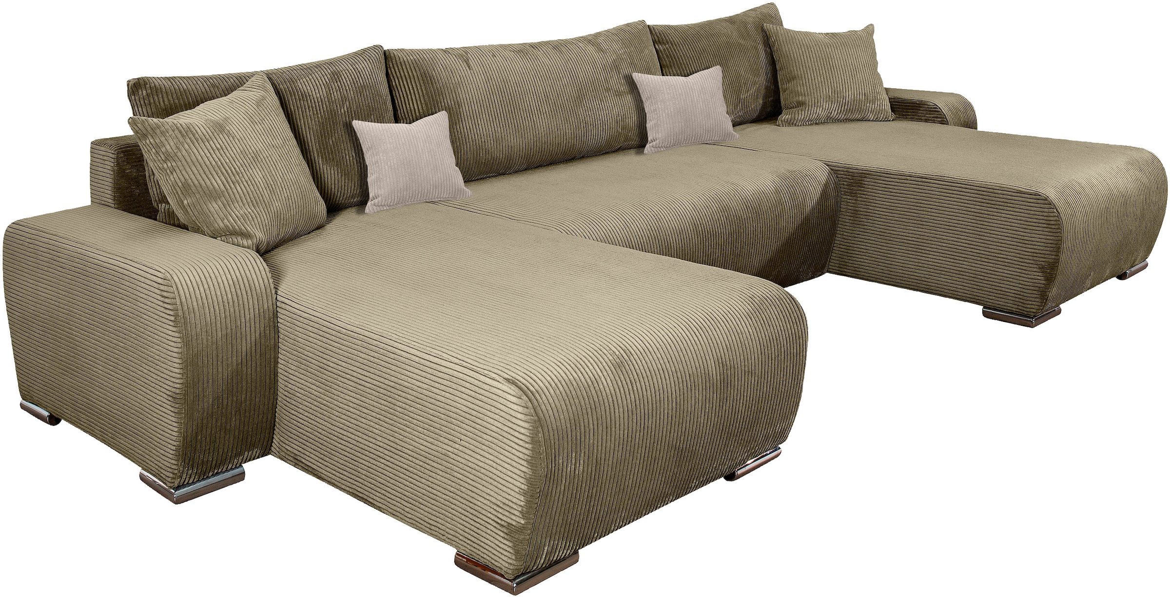 COLLECTION AB Wohnlandschaft »Paola U-Form«, mit Schlaffunktion, Stauraum, Zierkissen und Bonnellfederkern, Cord