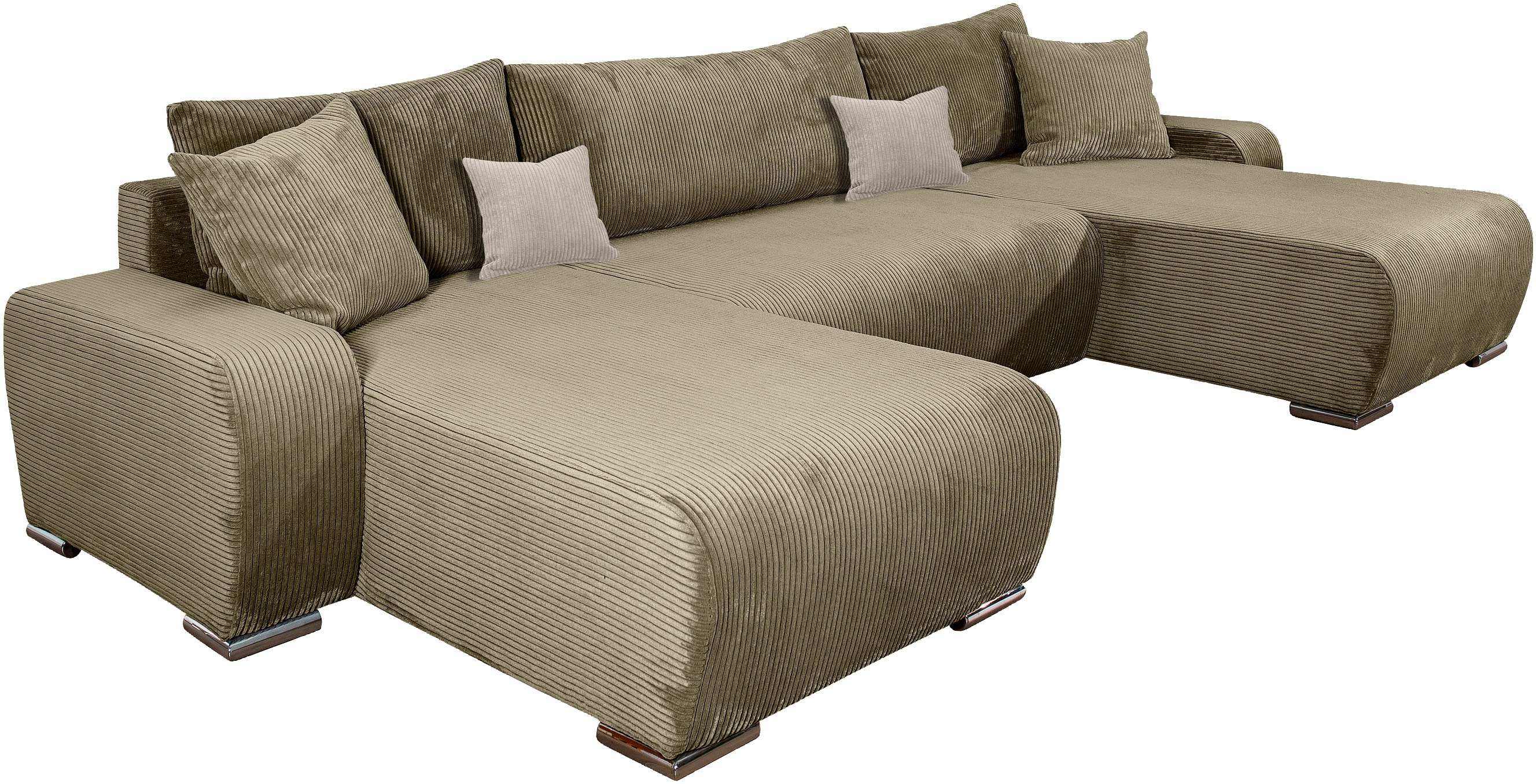 Thumbnail - COLLECTION AB Wohnlandschaft "Paola U-Form", mit Schlaffunktion, Stauraum, Zierkissen und Bonnellfederkern, Cord
