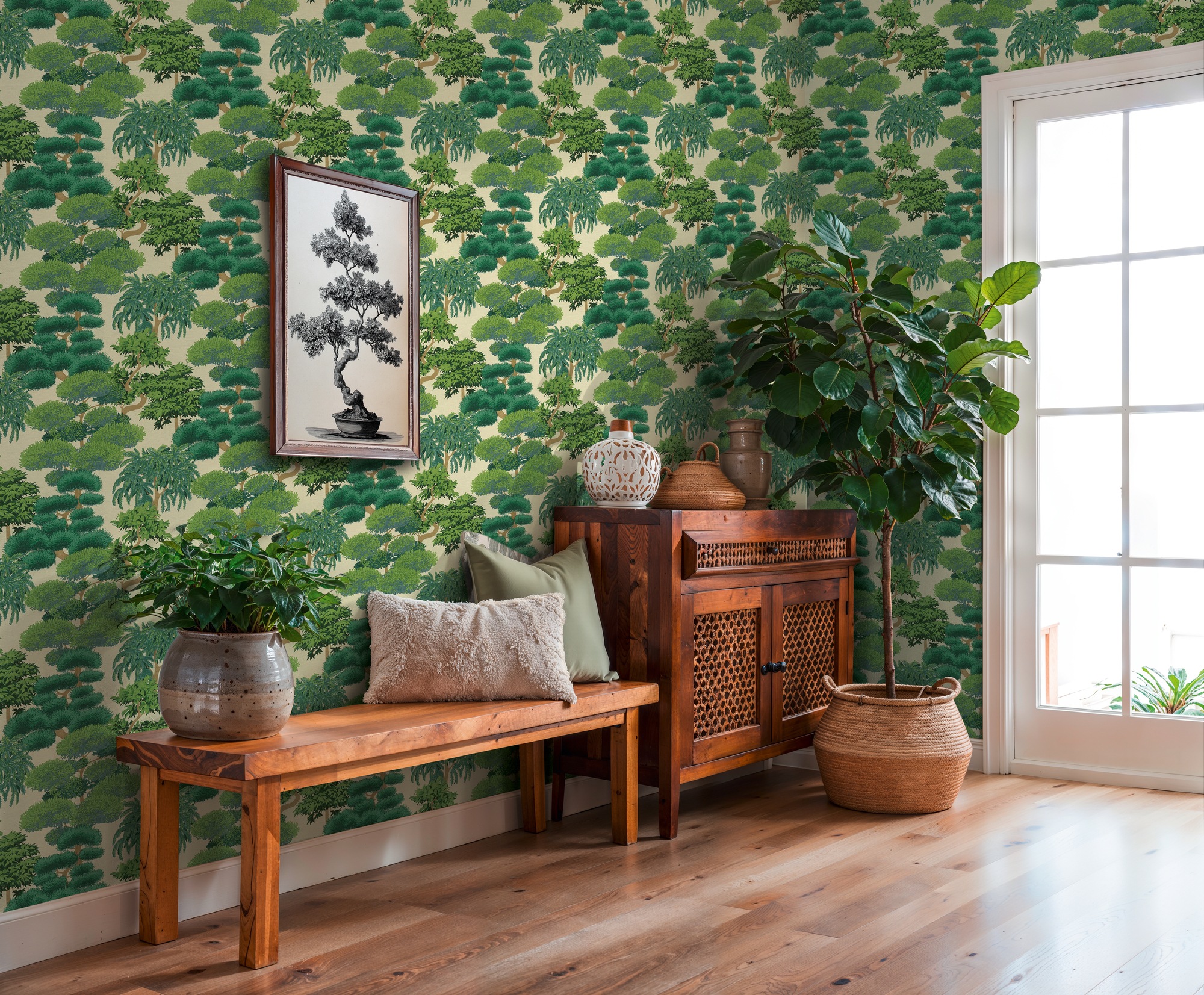 A.S. Création Vliestapete »Cuba II Tropical Garden Trees« Retro | floral | tropisch leicht strukturiert Stilisiertes Naturmotiv mit dekorativen Bäumen und Tiefe