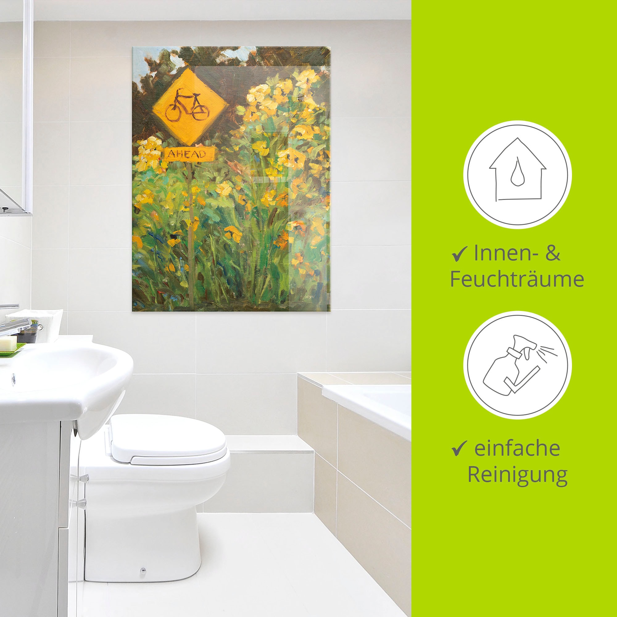 Artland Glasbild »Bicycle Crossing« Blumenwiese 1 Stk. tlg. in verschiedenen Größen