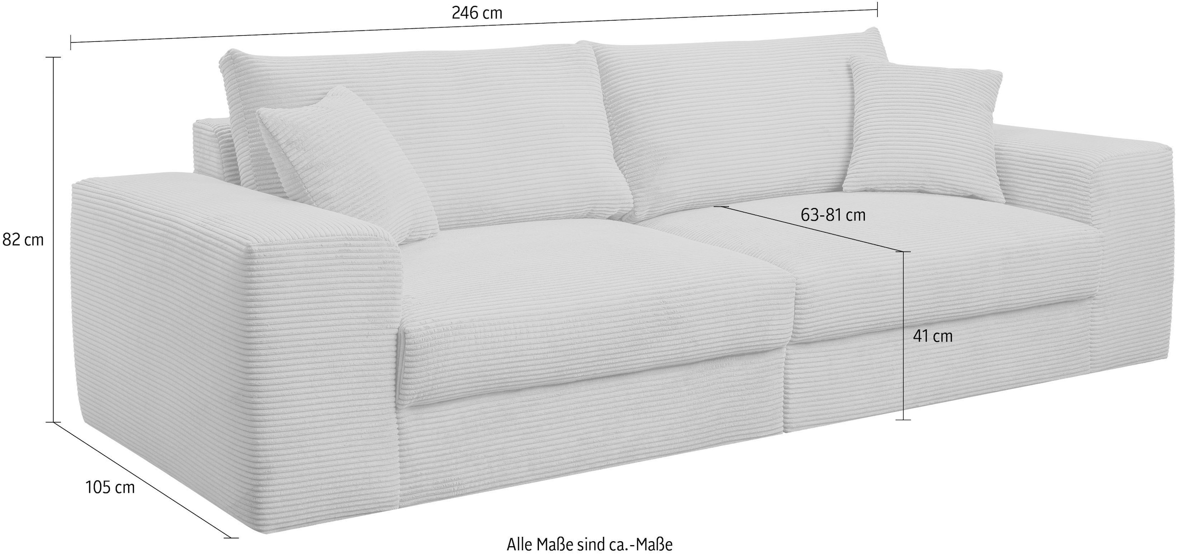 WERK2 Big-Sofa »Rozzana bequem, Mega Sofa mit viel Platz, zeitloses Design, elegant« Cord