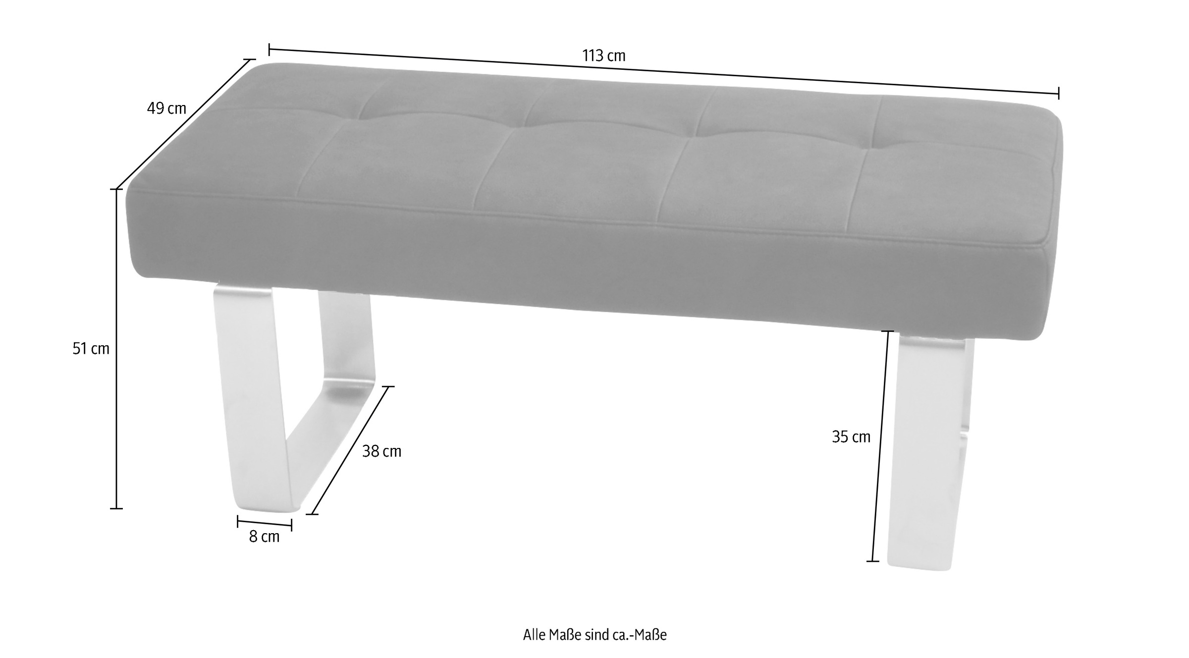 Thumbnail - K+W Komfort & Wohnen Hockerbank "Santos II", Sitzpolsterung aus hochwertigem Kaltschaum, Breite ca. 113 cm